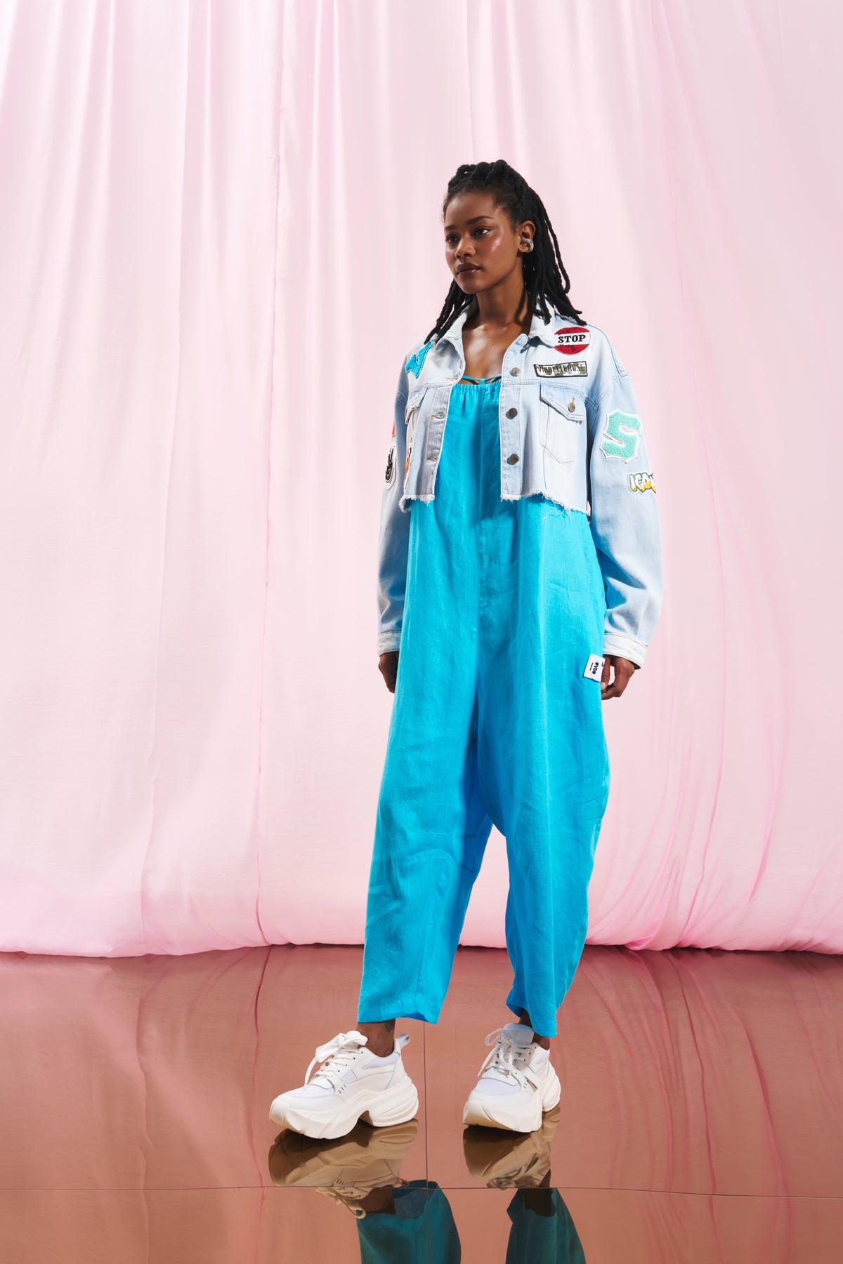 Light Blue Linen Jumpsuit 17294