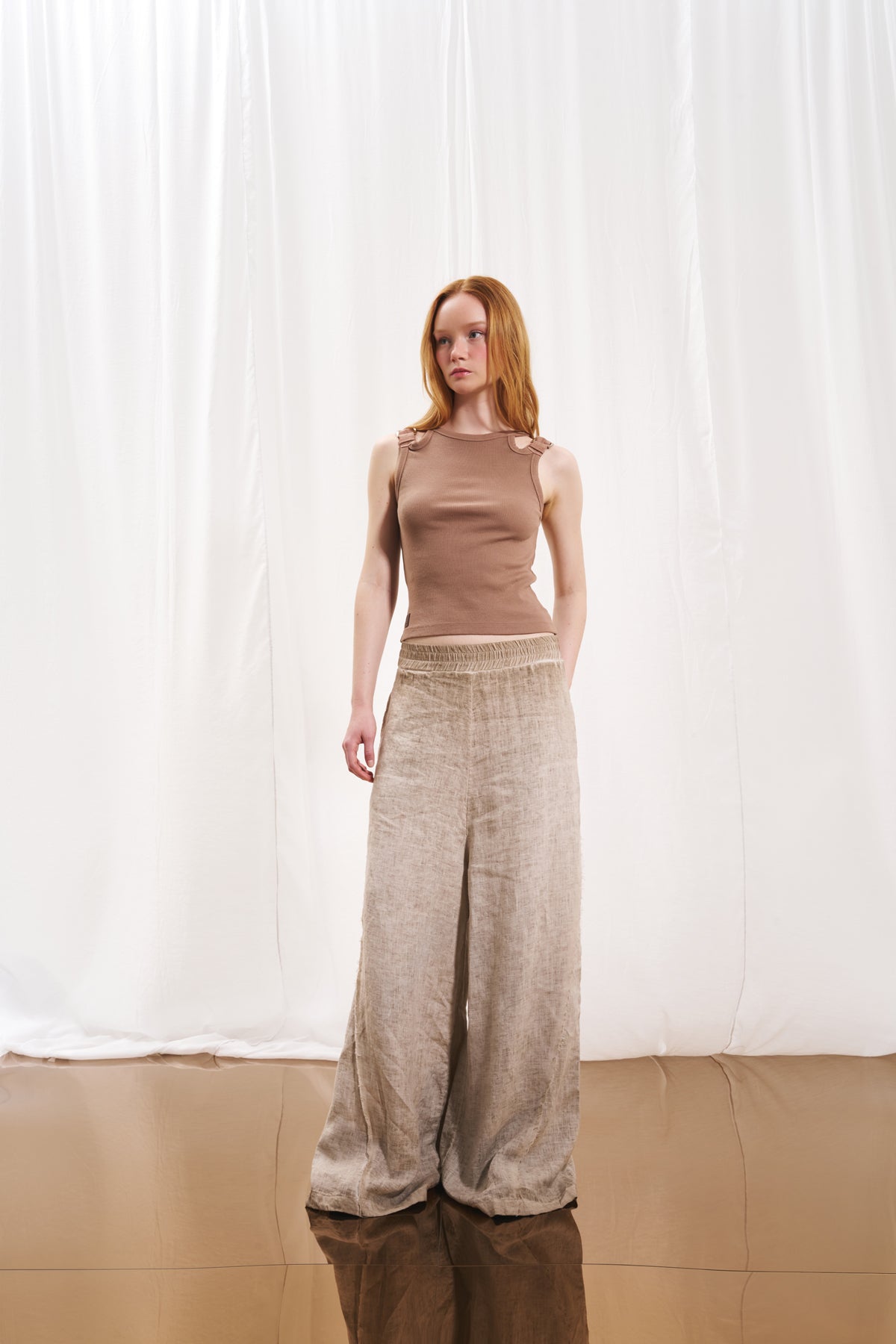 Mink Wide-leg Linen Trousers 17310