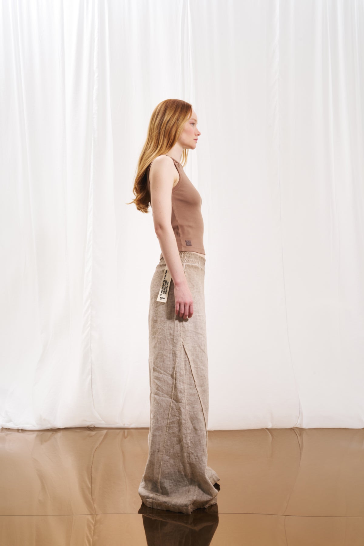 Mink Wide-leg Linen Trousers 17310