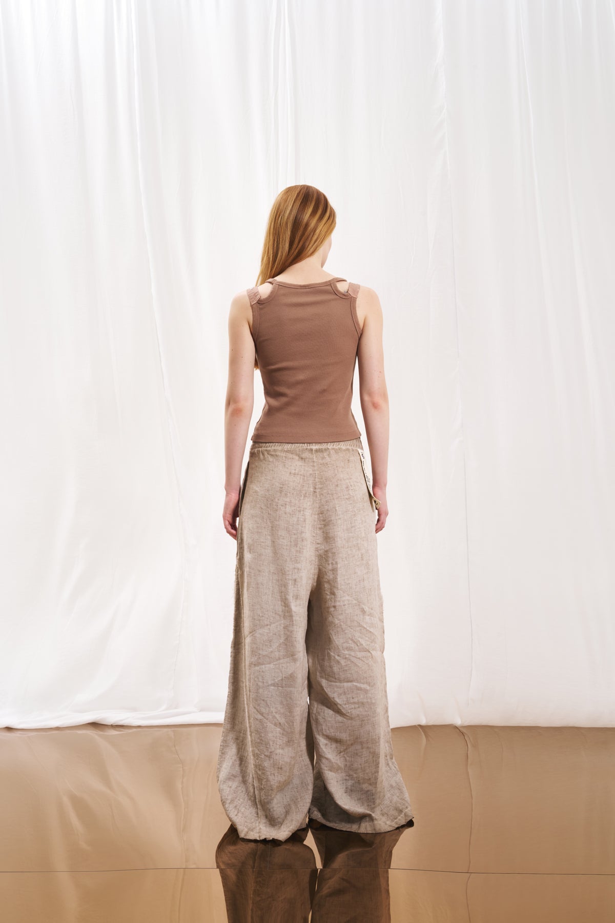 Mink Wide-leg Linen Trousers 17310