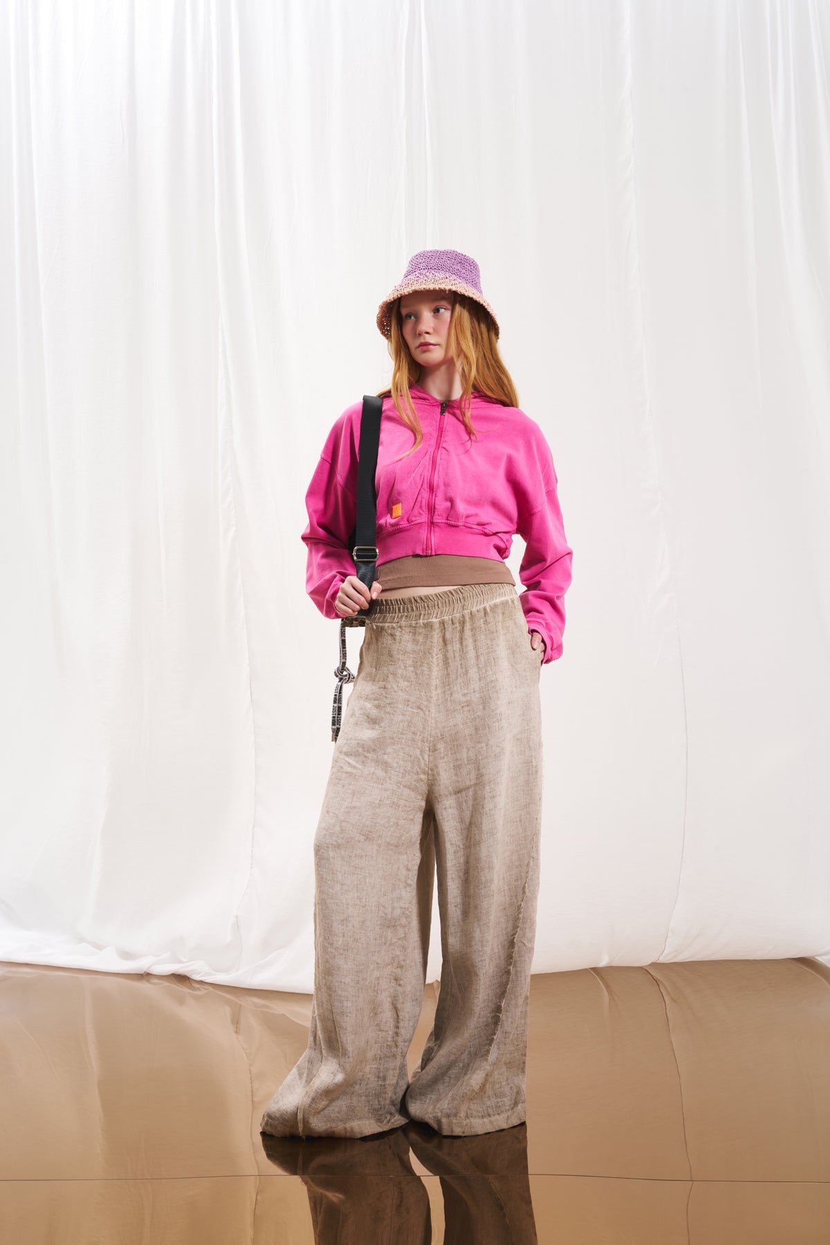 Pink Zip-up Crop Sweatshirt 17322