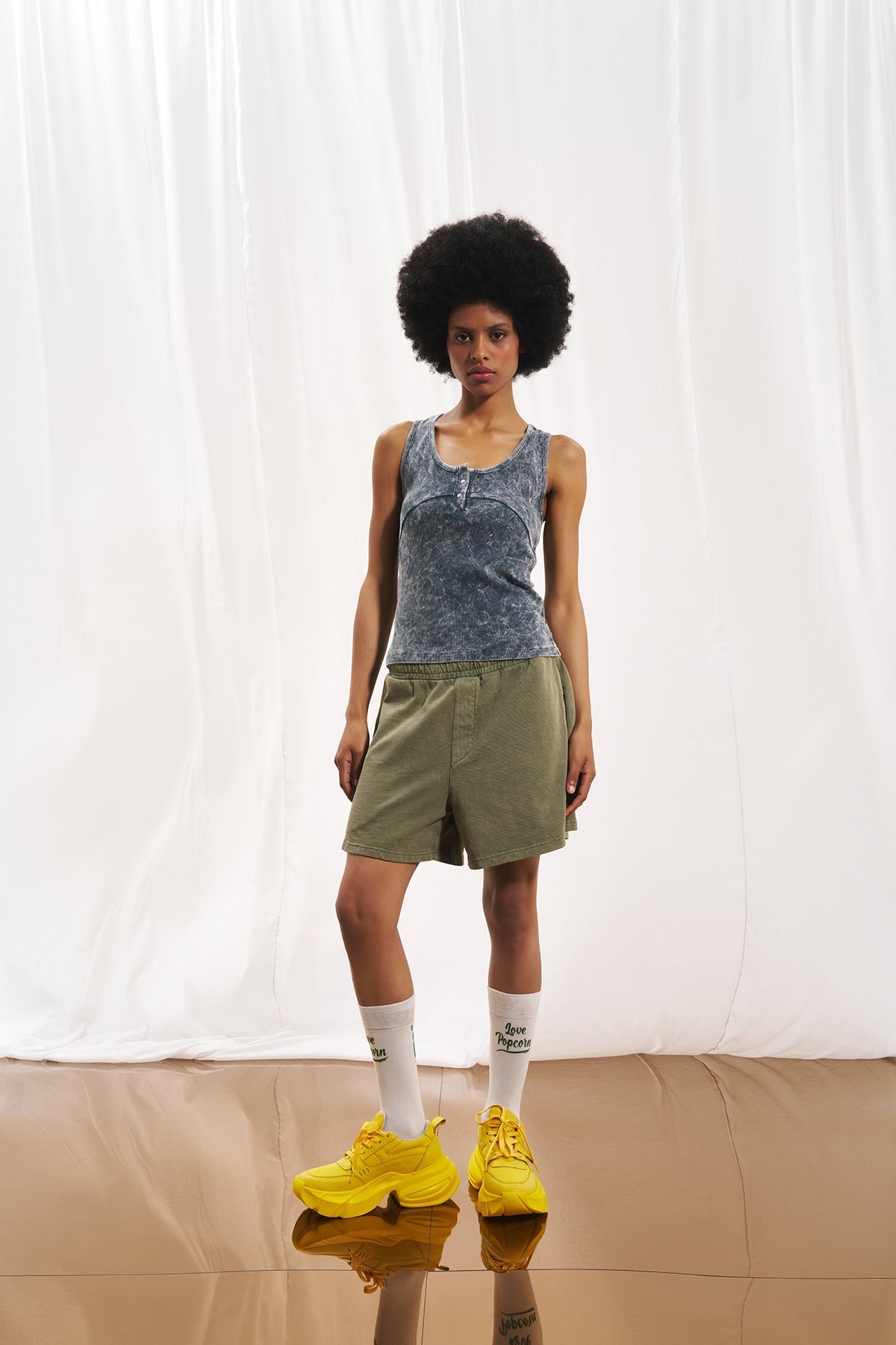 Olive Green Plush Shorts 17323