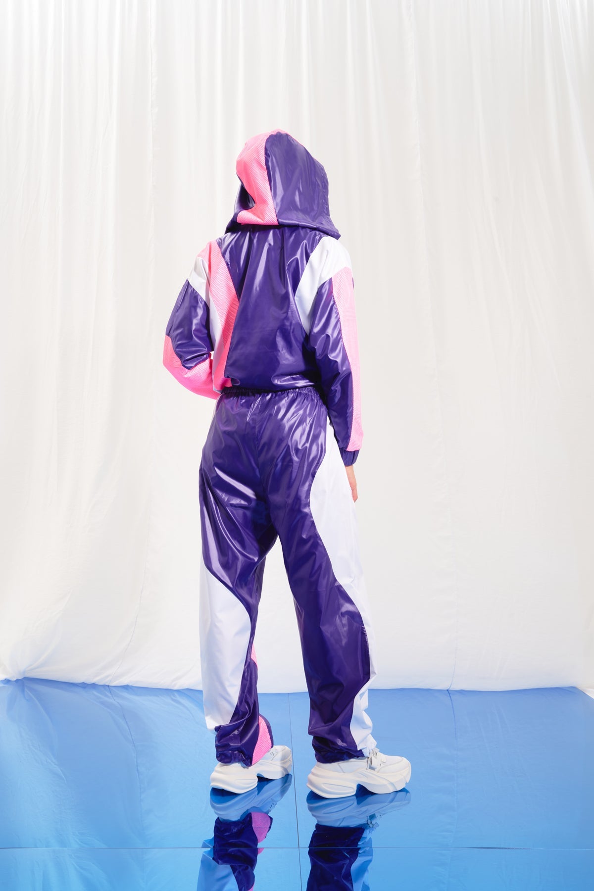 Purple White Hooded Zip-up Jacket 17328
