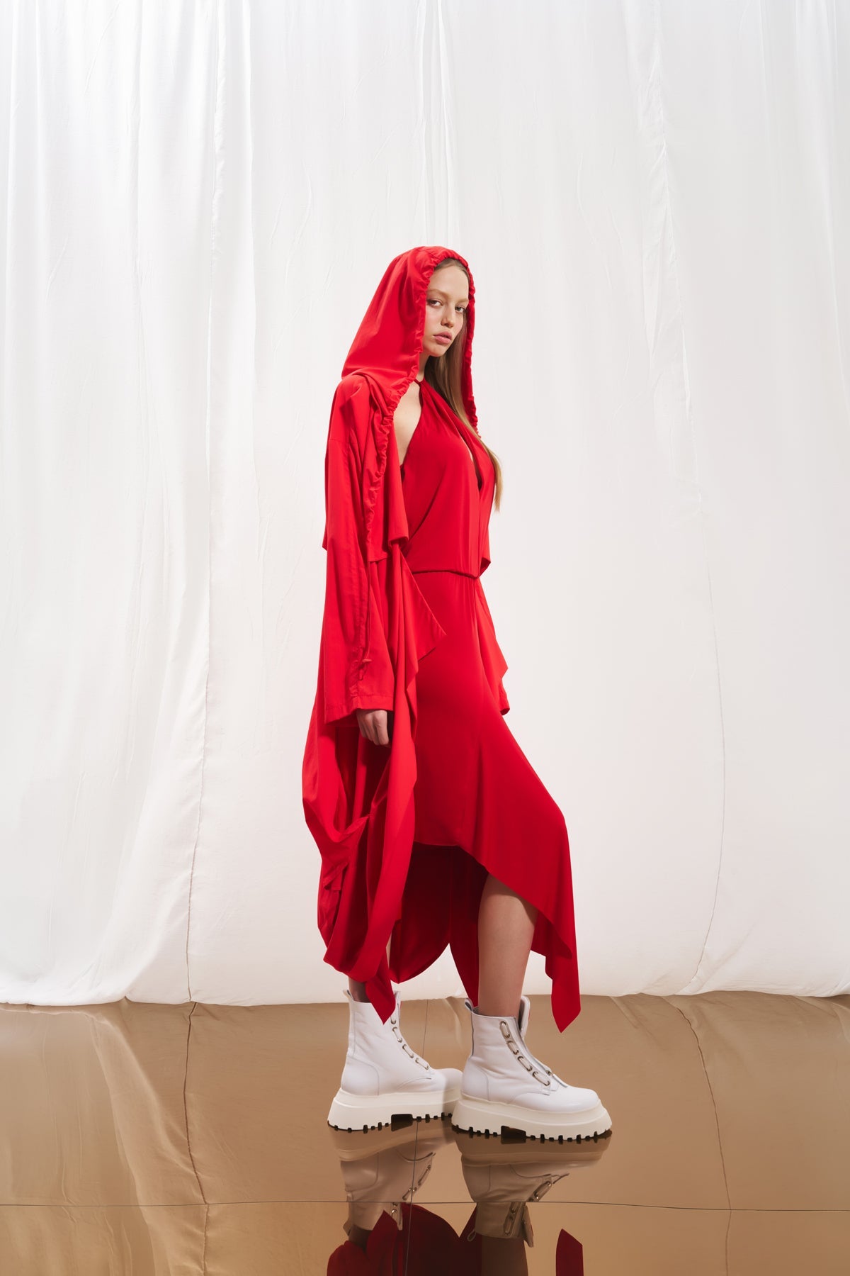 Coral Hooded Oversize Trench Coat 17347