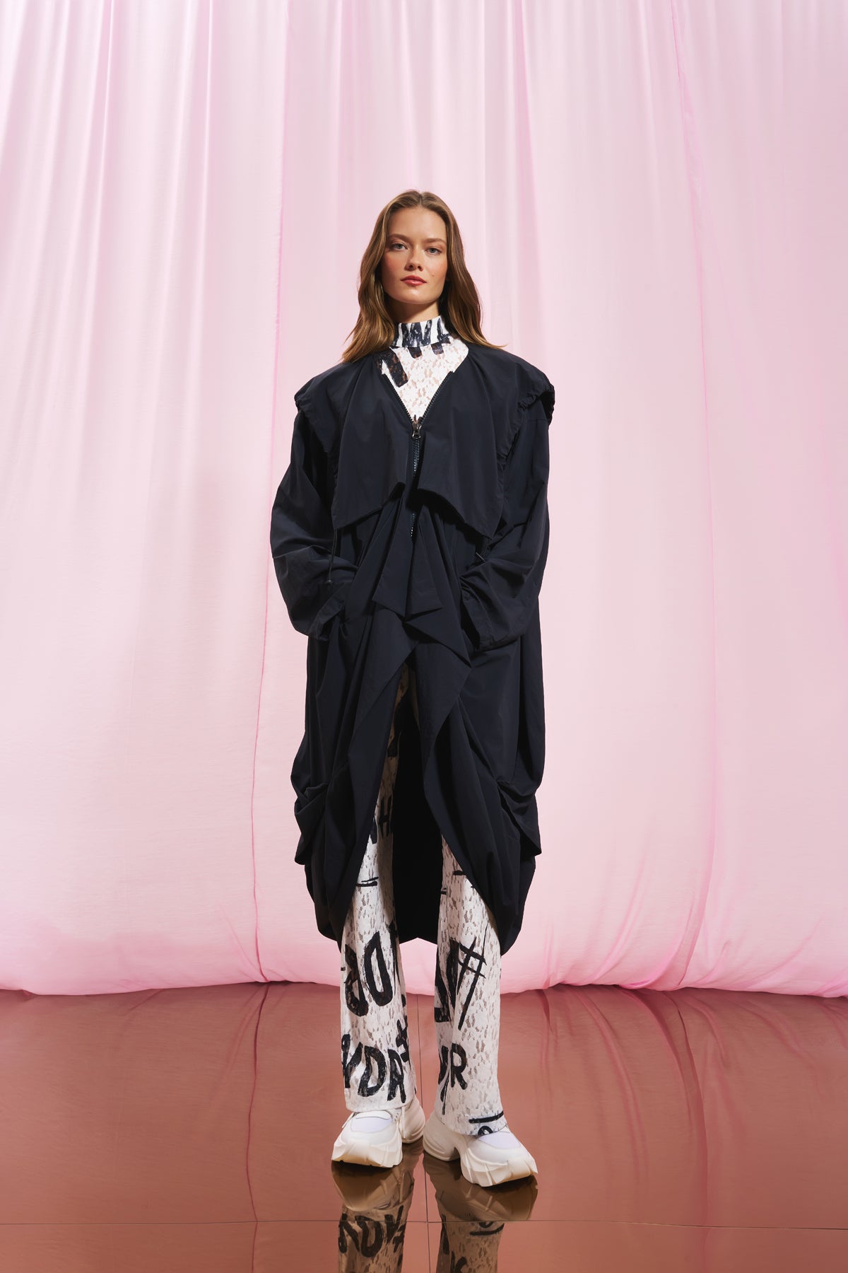 Black Hooded Oversize Trench Coat 17347