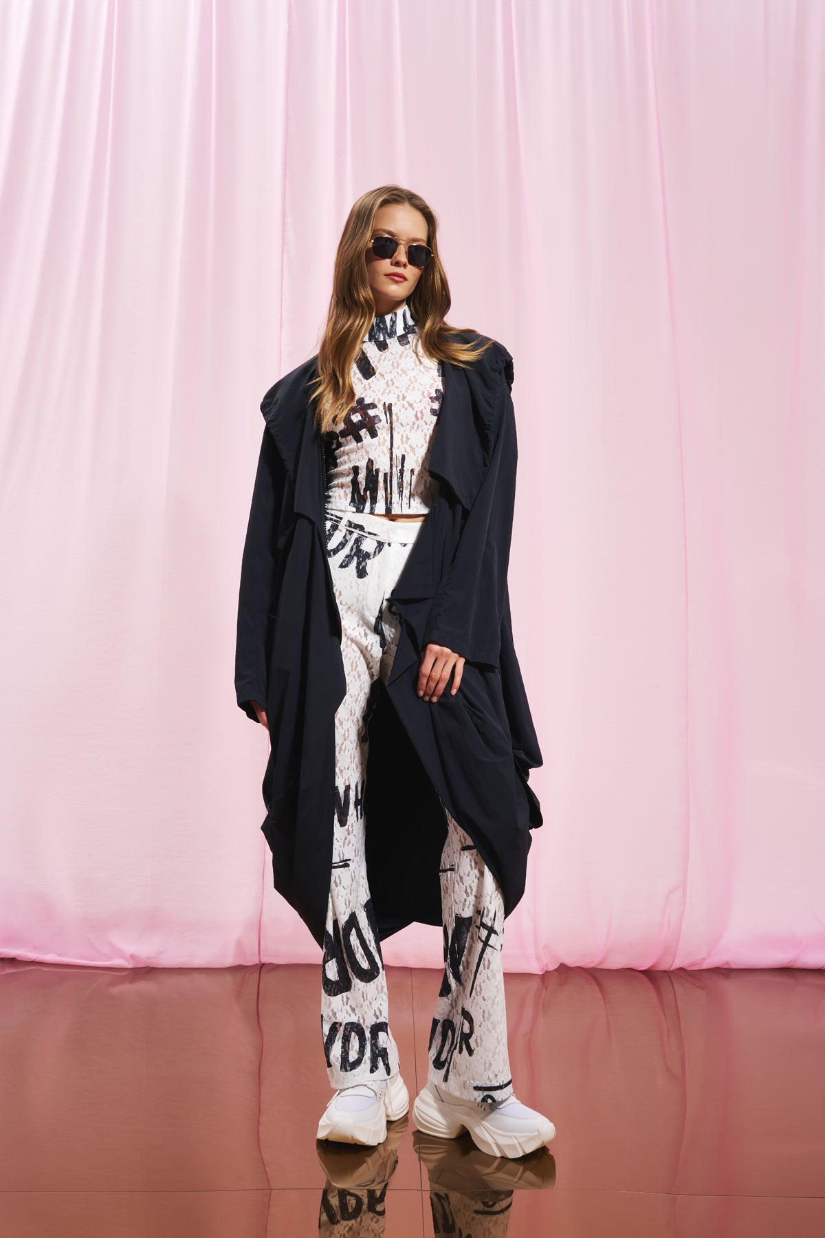 Black Hooded Oversize Trench Coat 17347