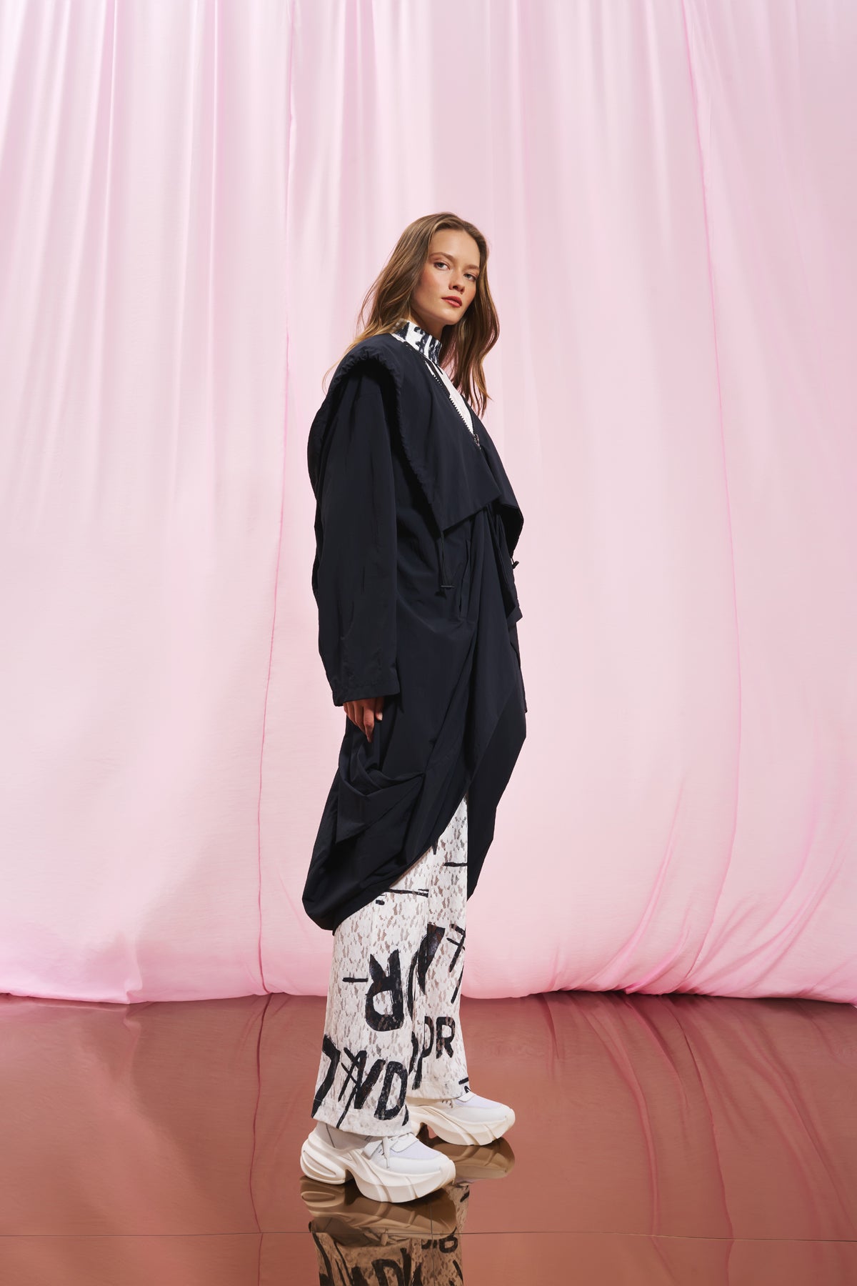 Black Hooded Oversize Trench Coat 17347