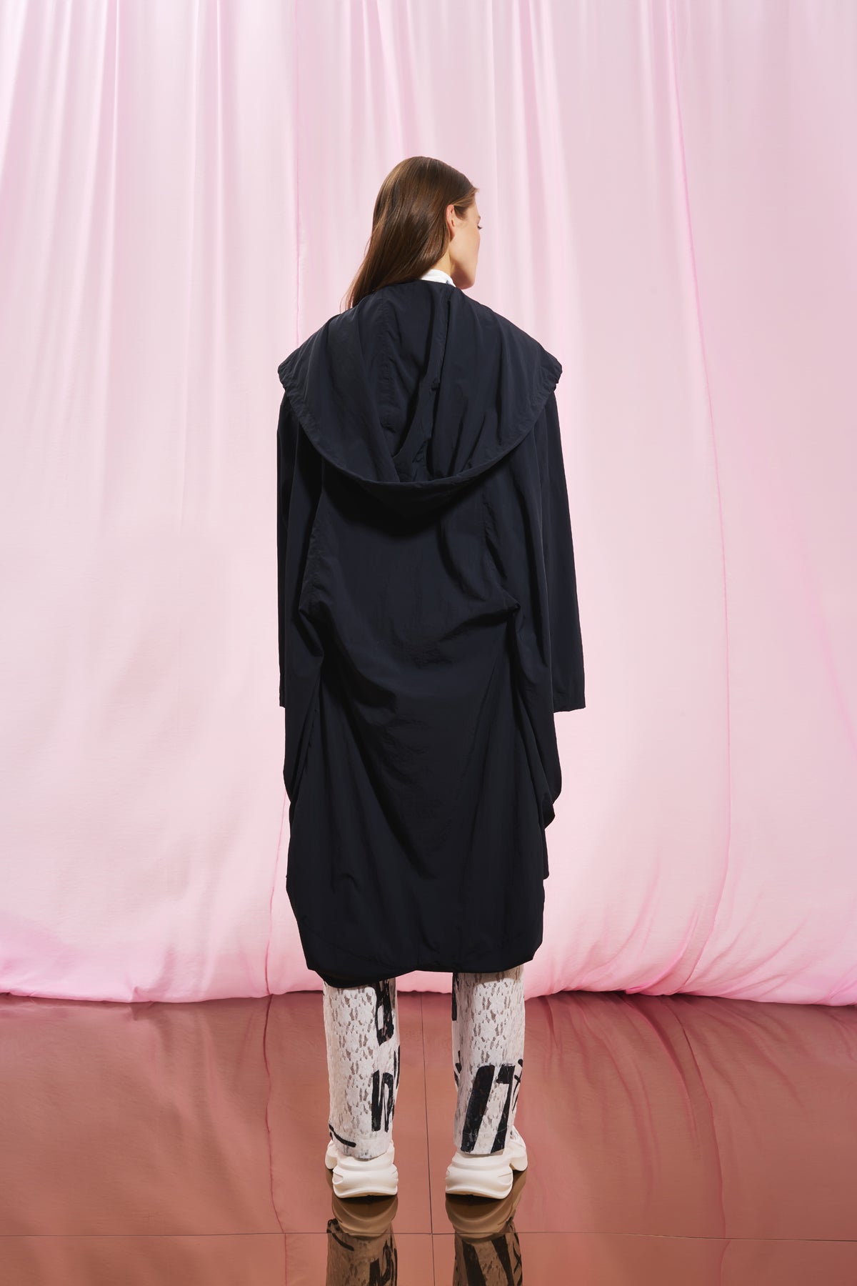 Black Hooded Oversize Trench Coat 17347