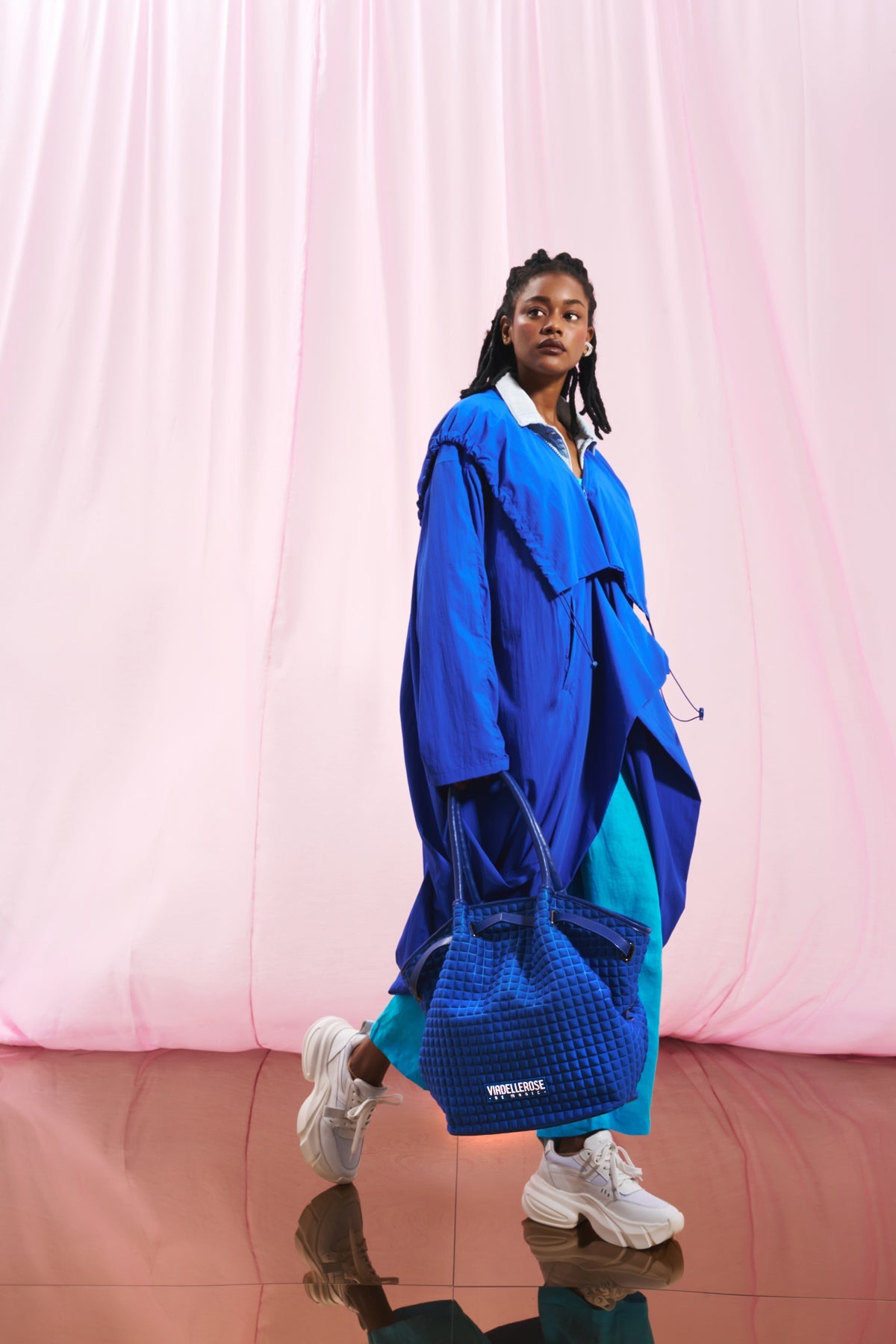 Royal Blue Hooded Oversize Trench Coat 17347