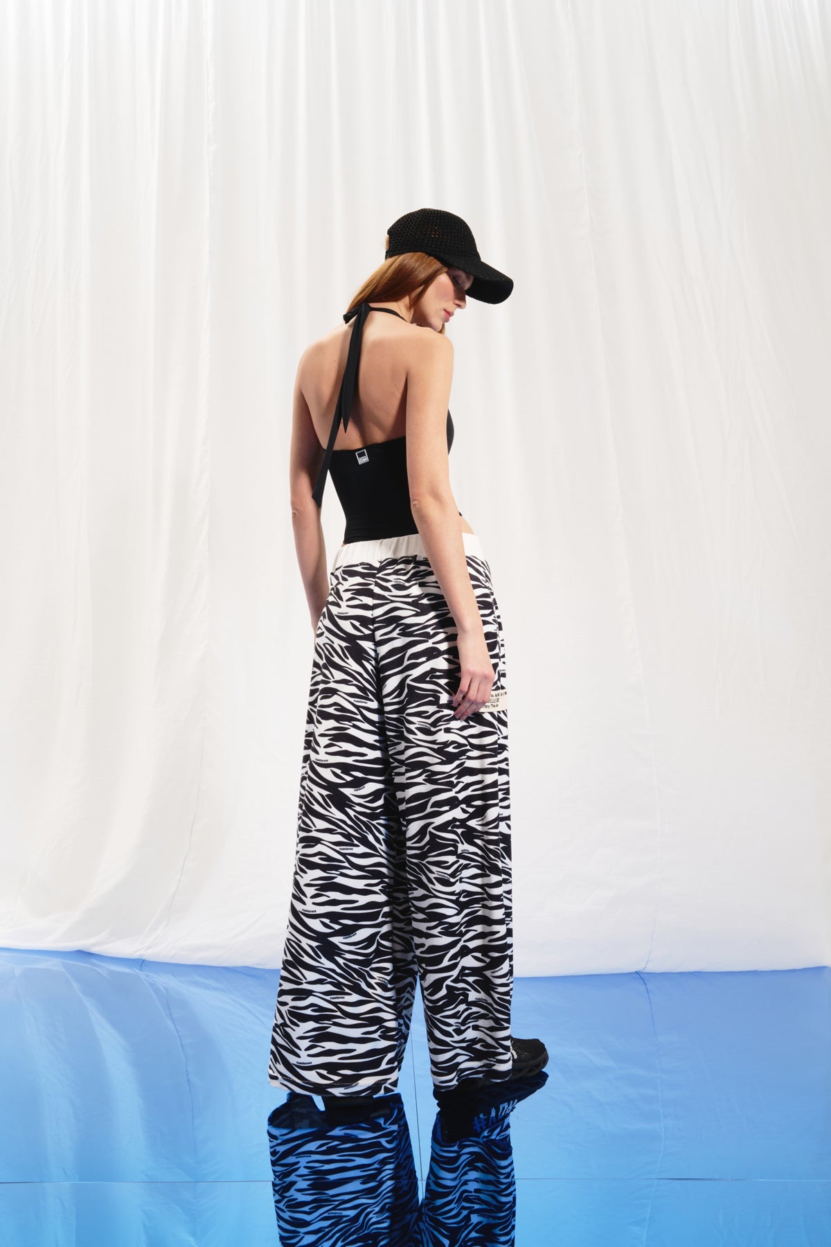 Black Off White Animal Print Wide-leg Trousers 17350