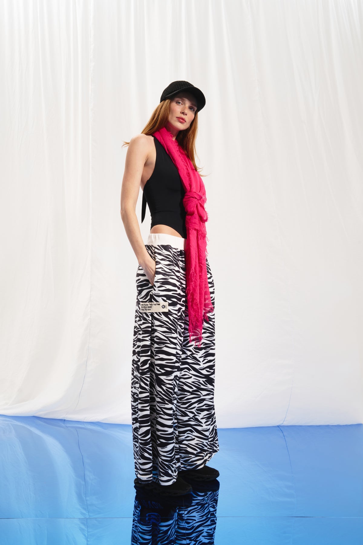 Black Off White Animal Print Wide-leg Trousers 17350