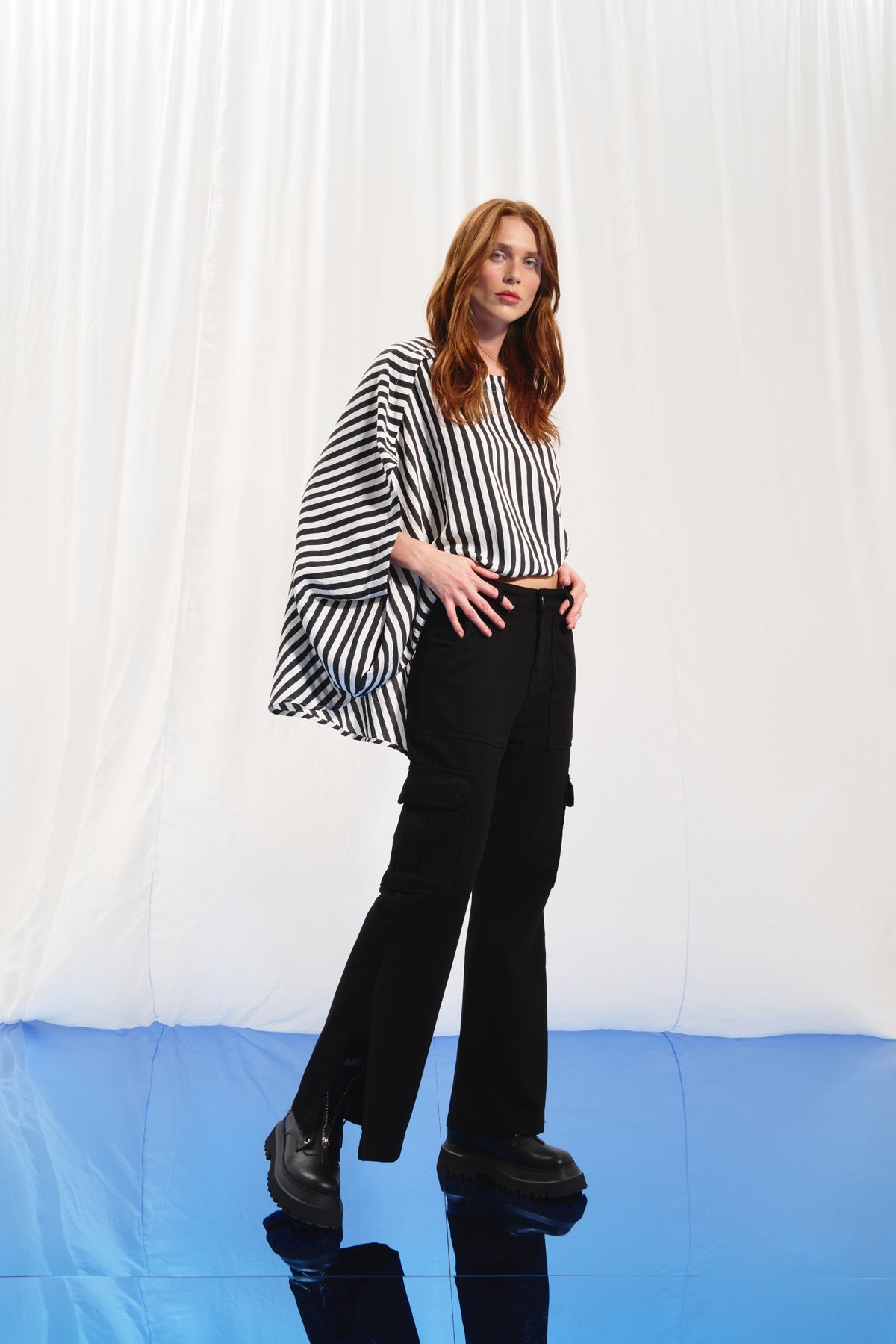 Black Flare Denim Trousers 17352