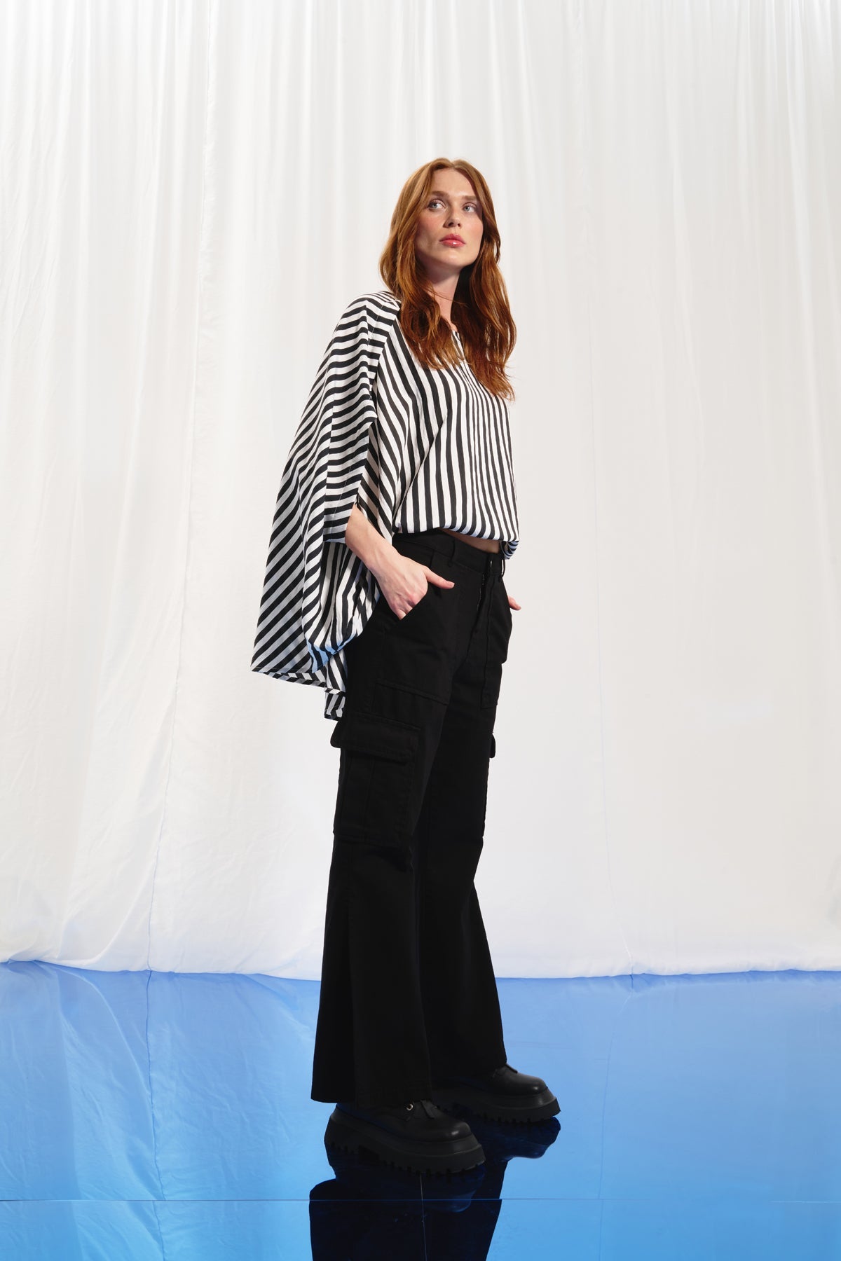 Black Flare Denim Trousers 17352