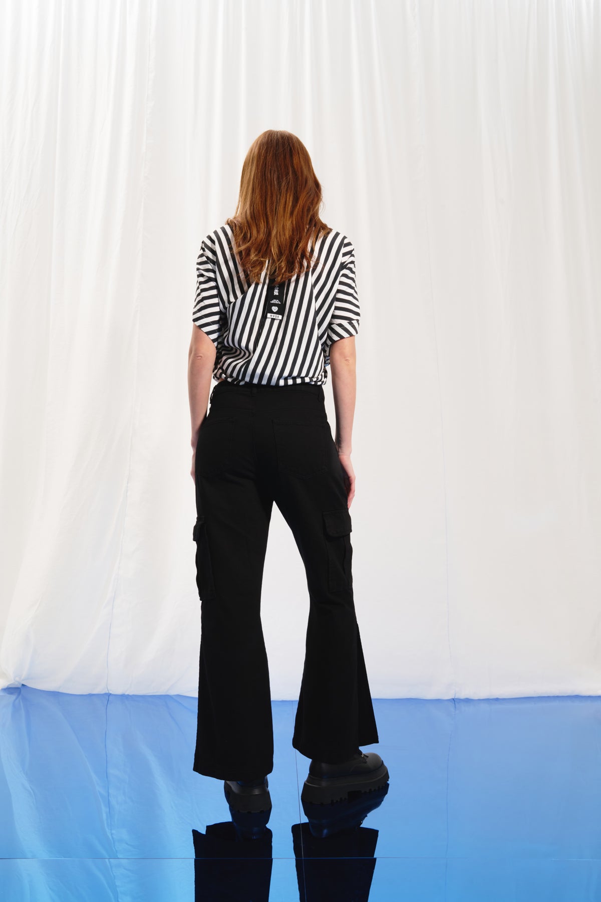 Black Flare Denim Trousers 17352