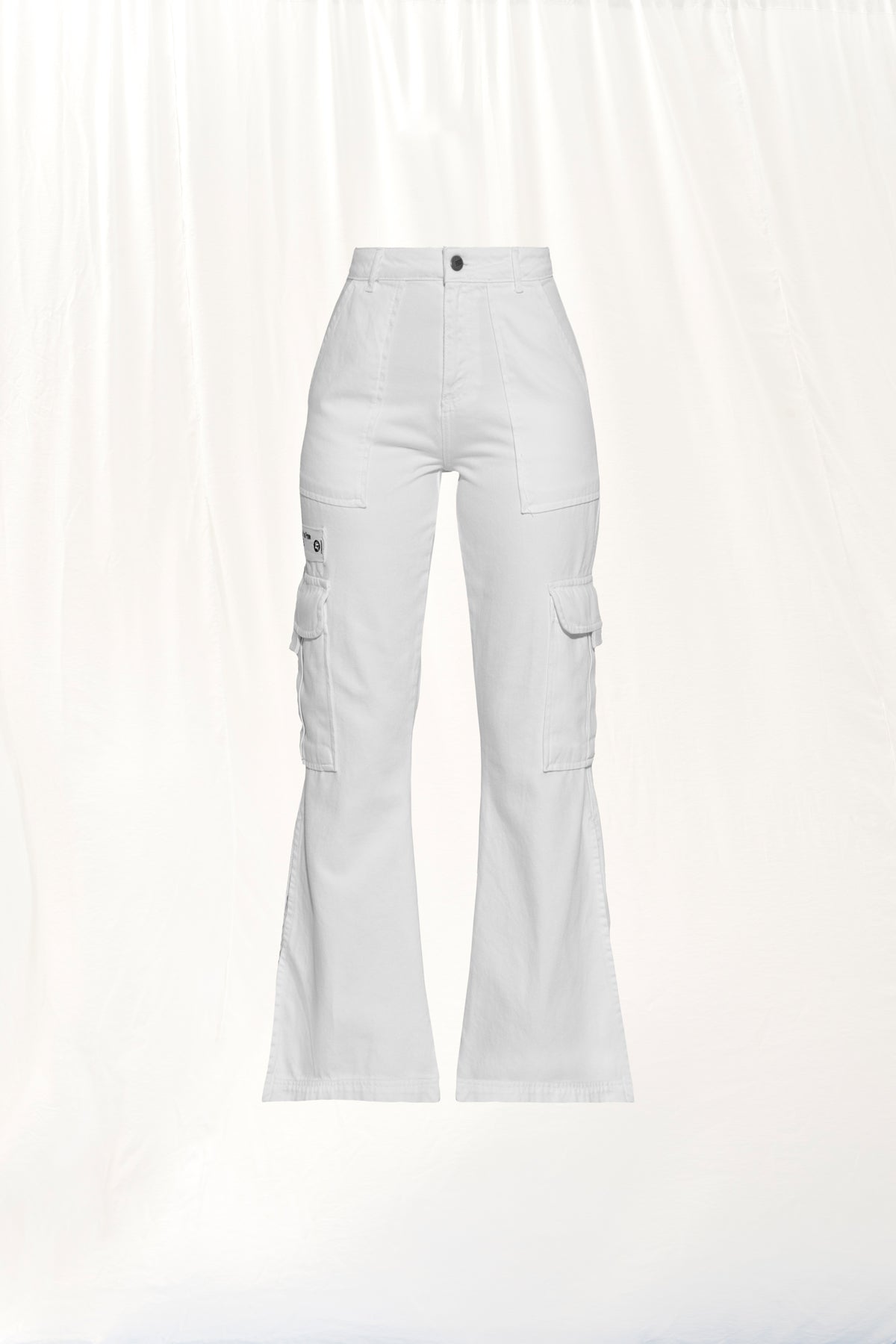 White Flare Denim Trousers 17352