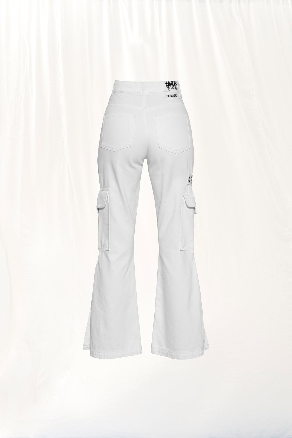 White Flare Denim Trousers 17352