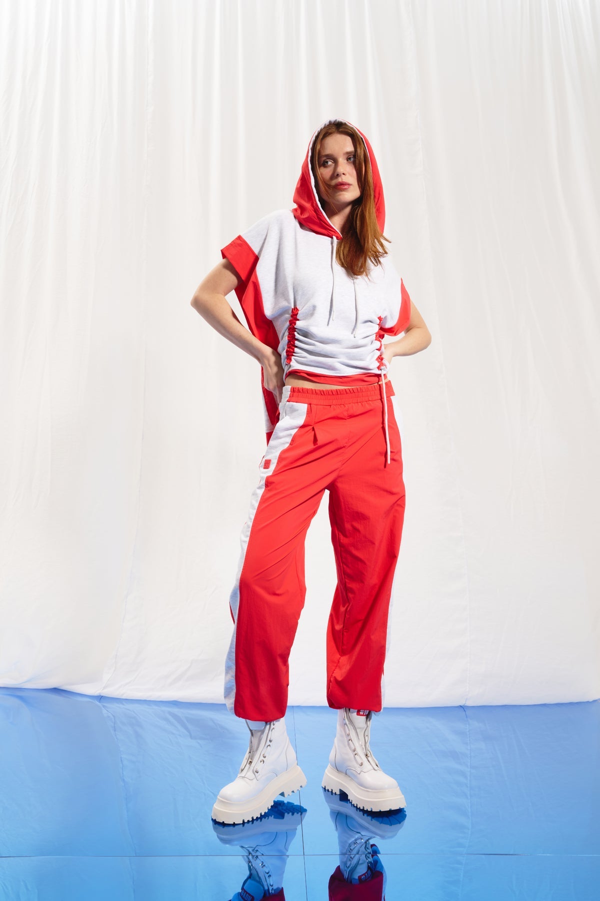 Coral Light Grey Melange Jogger Trousers 17360