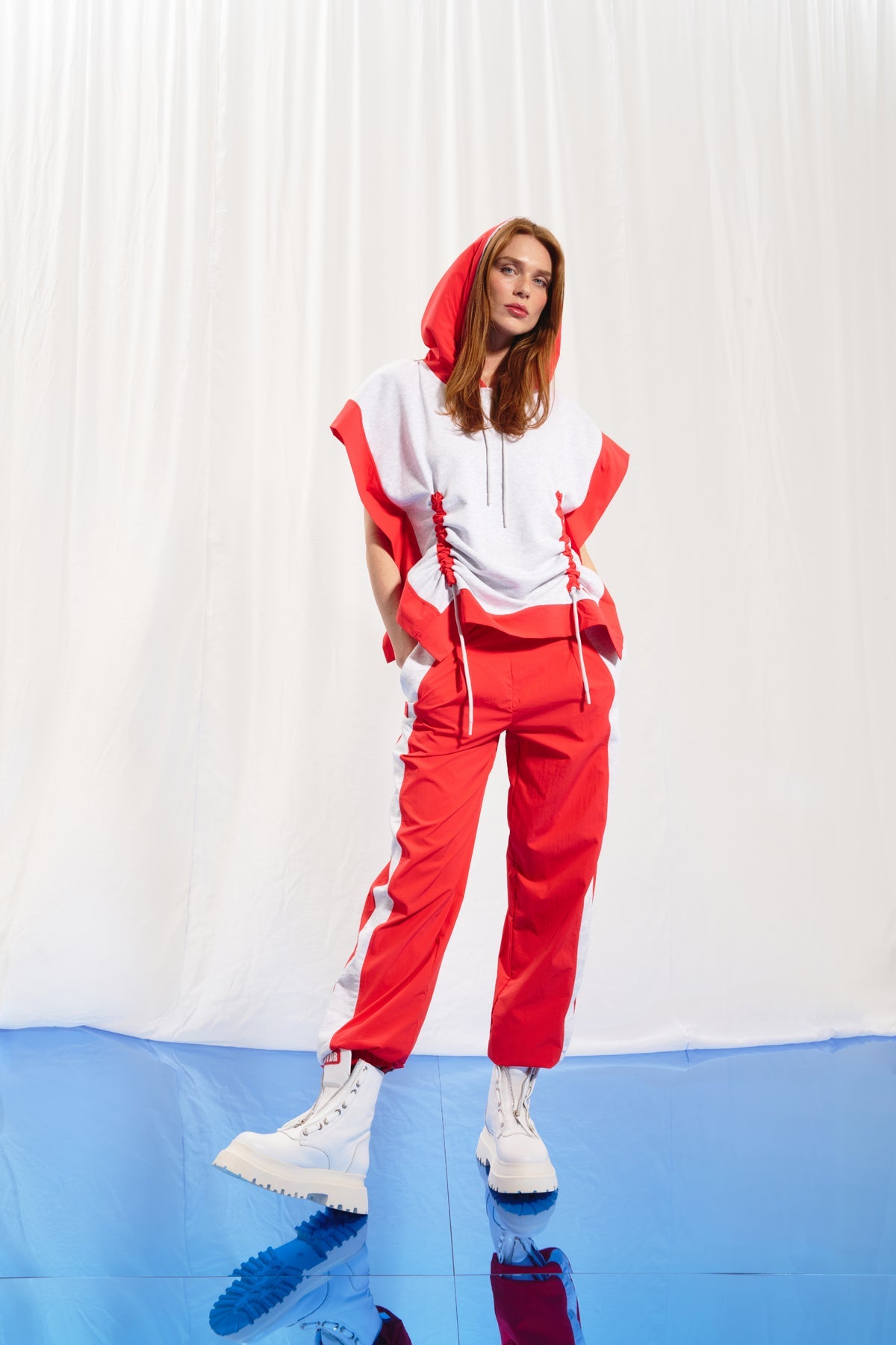 Coral Light Grey Melange Jogger Trousers 17360