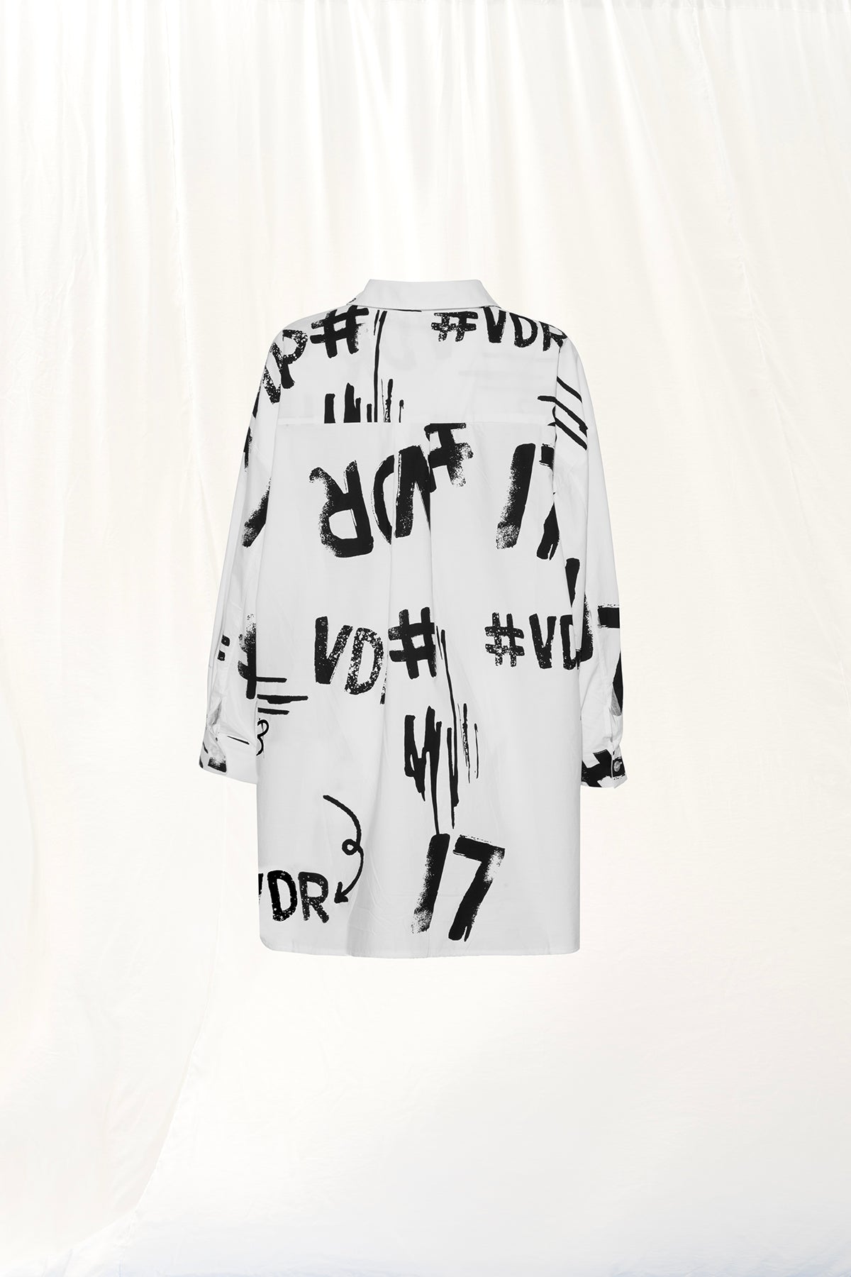 White Print Oversize Shirt 17378