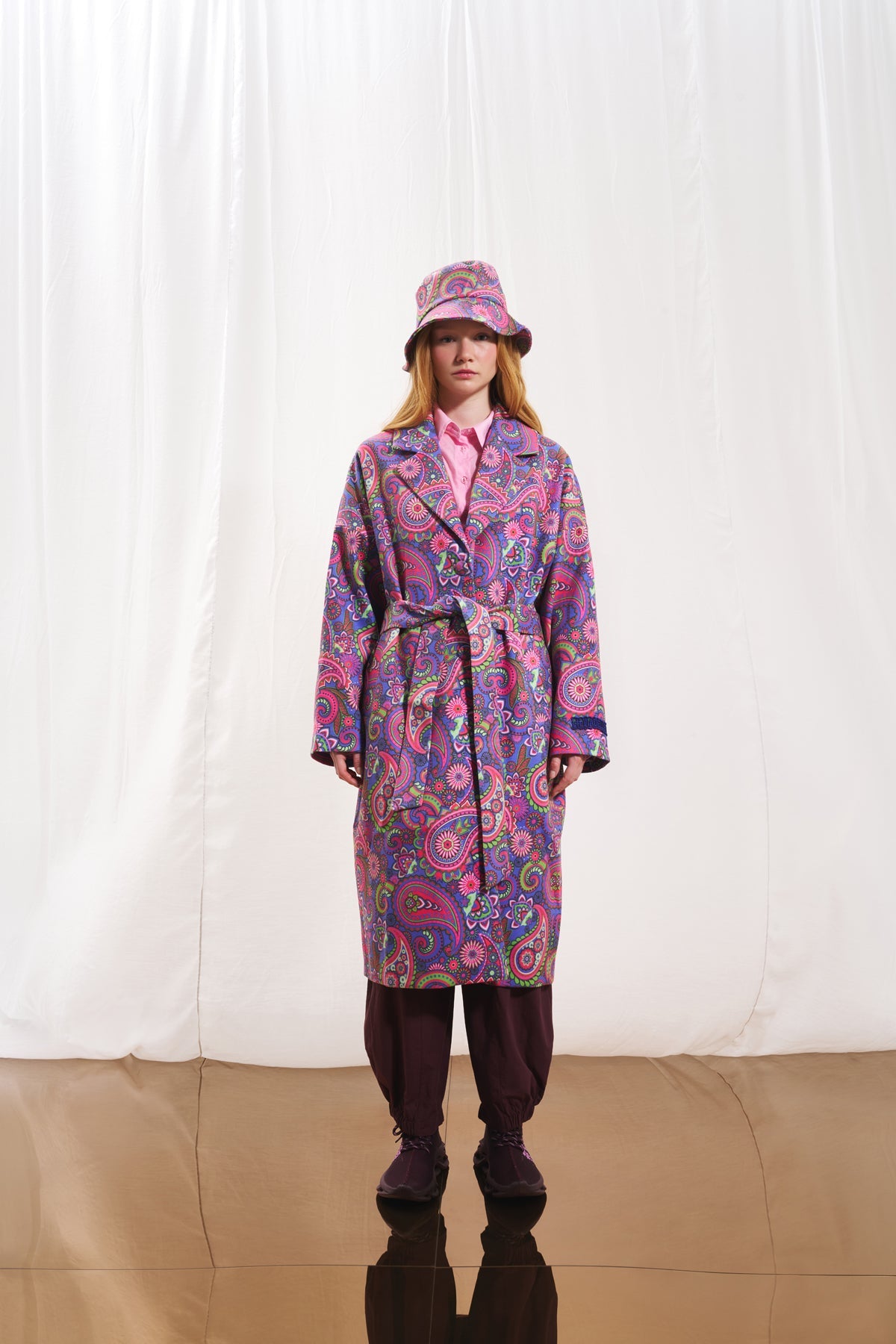 Purple Paisley Print Soft Coat 17386
