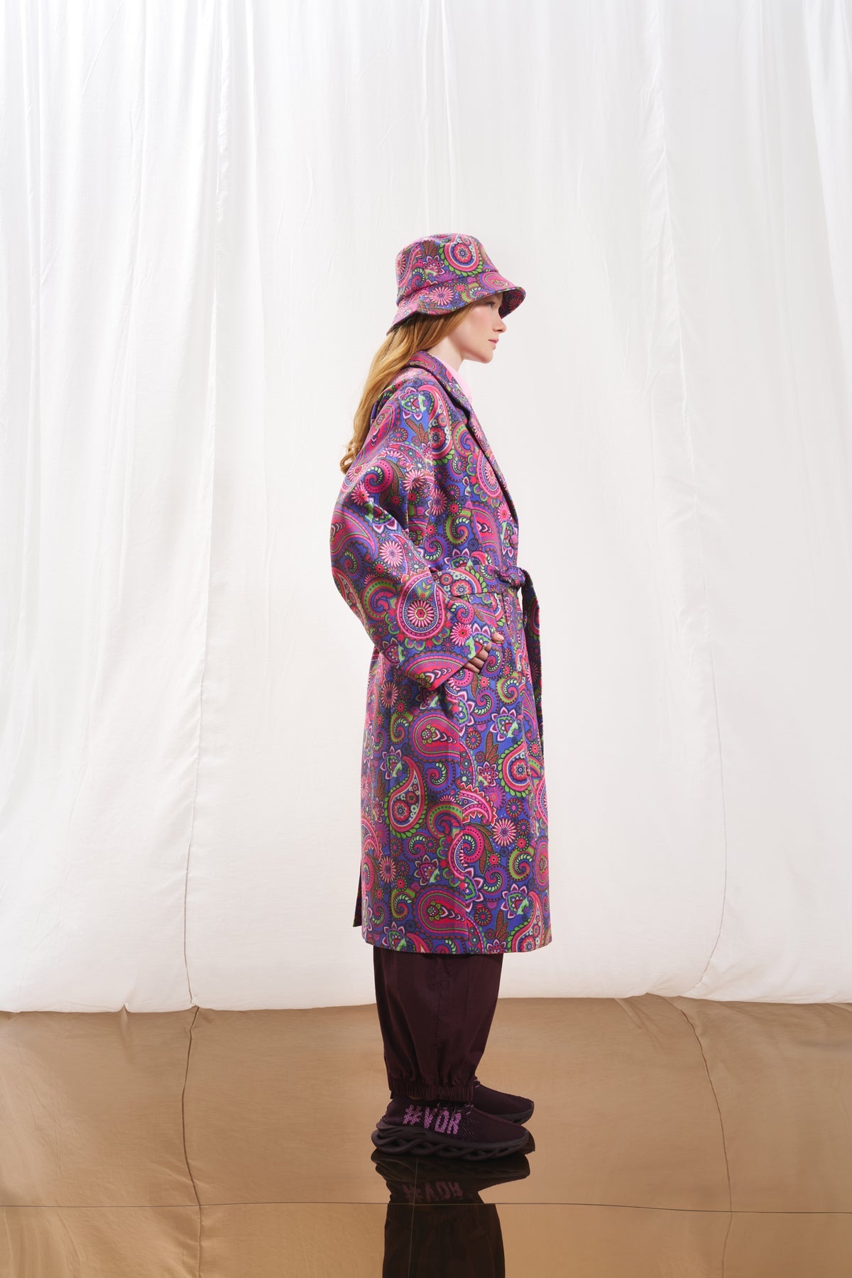 Purple Paisley Print Soft Coat 17386