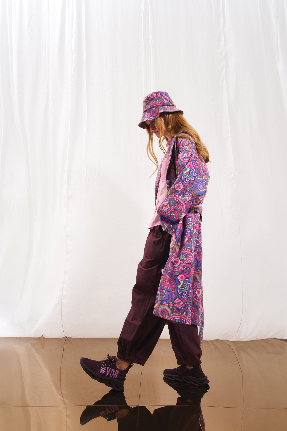 Purple Paisley Print Soft Coat 17386