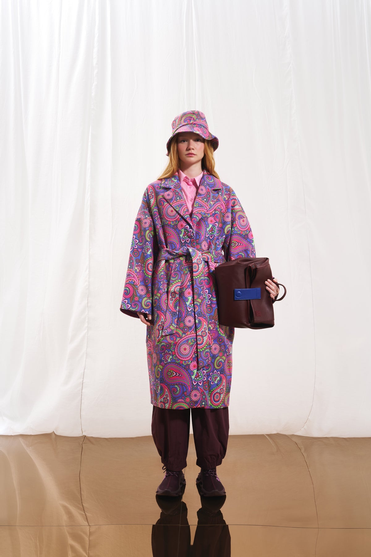 Purple Paisley Print Soft Coat 17386