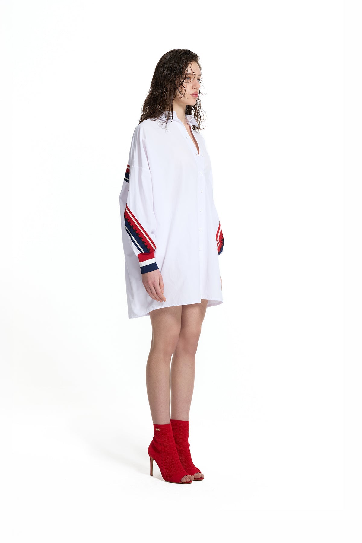 White Logo Detail Stripe Design Shirt 19007