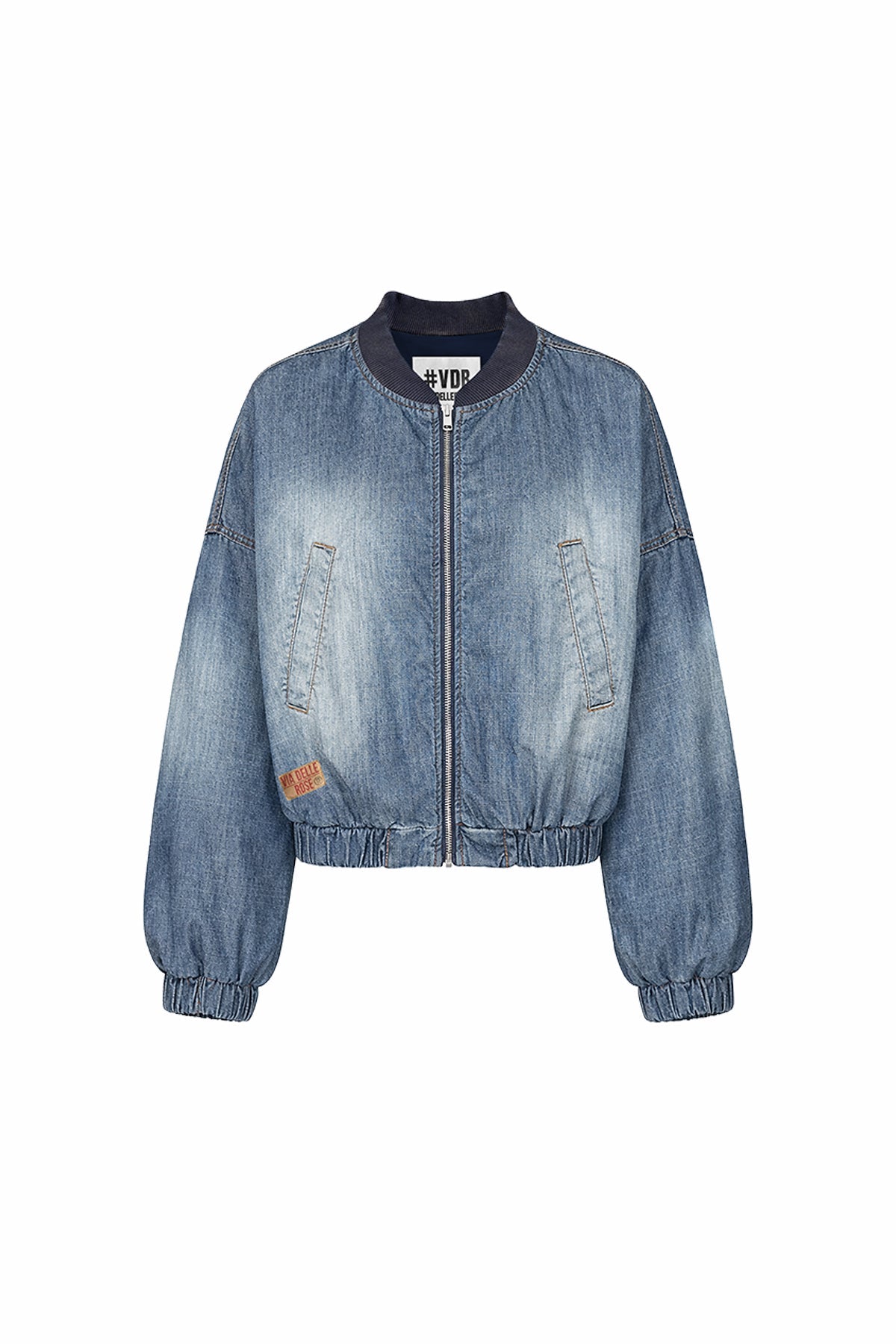 Dark Blue Back Logo Detail Denim Bomber Bomber 19065