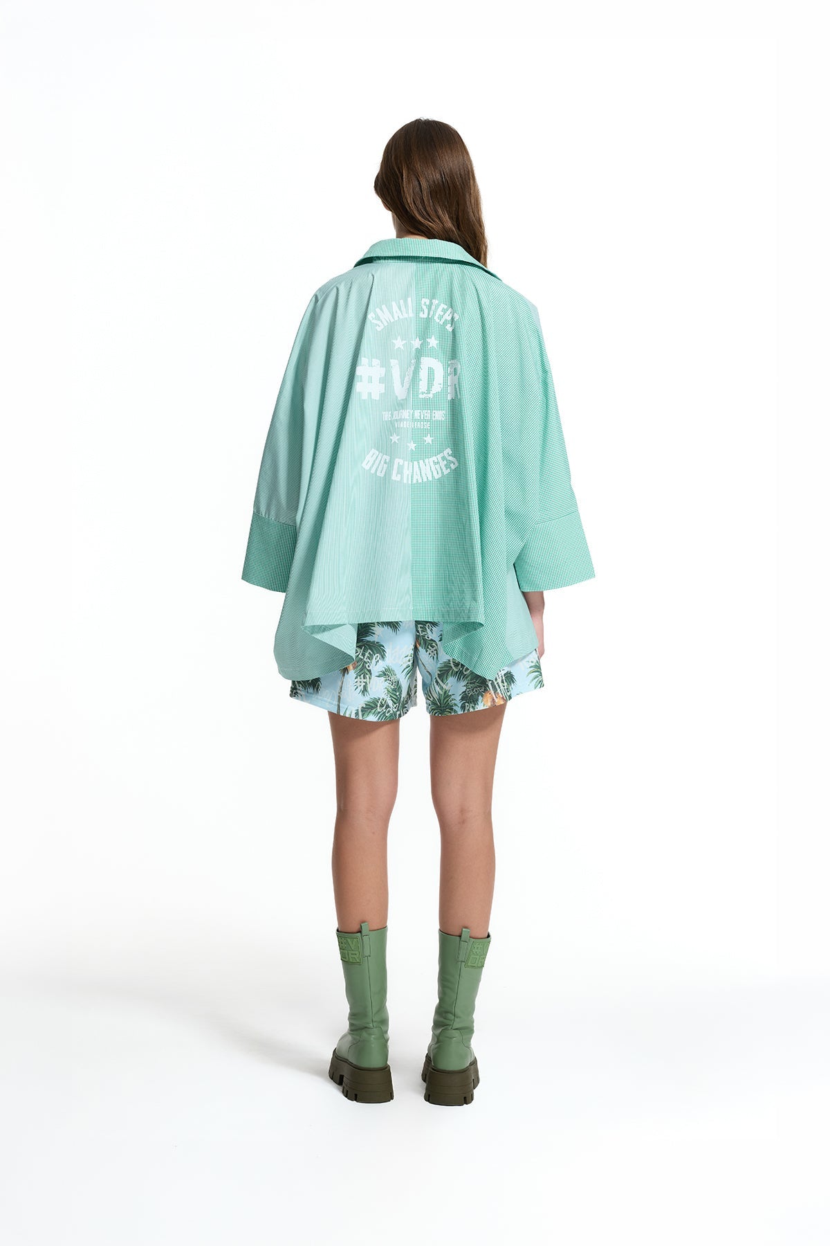 Green Back Print Relaxed Fit Tunic Shirt 19073