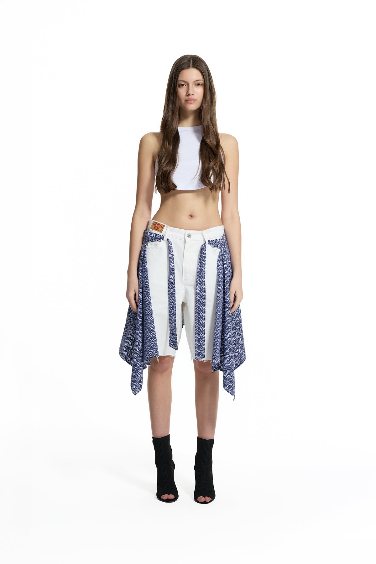 White Layered Pareo Shorts 19118