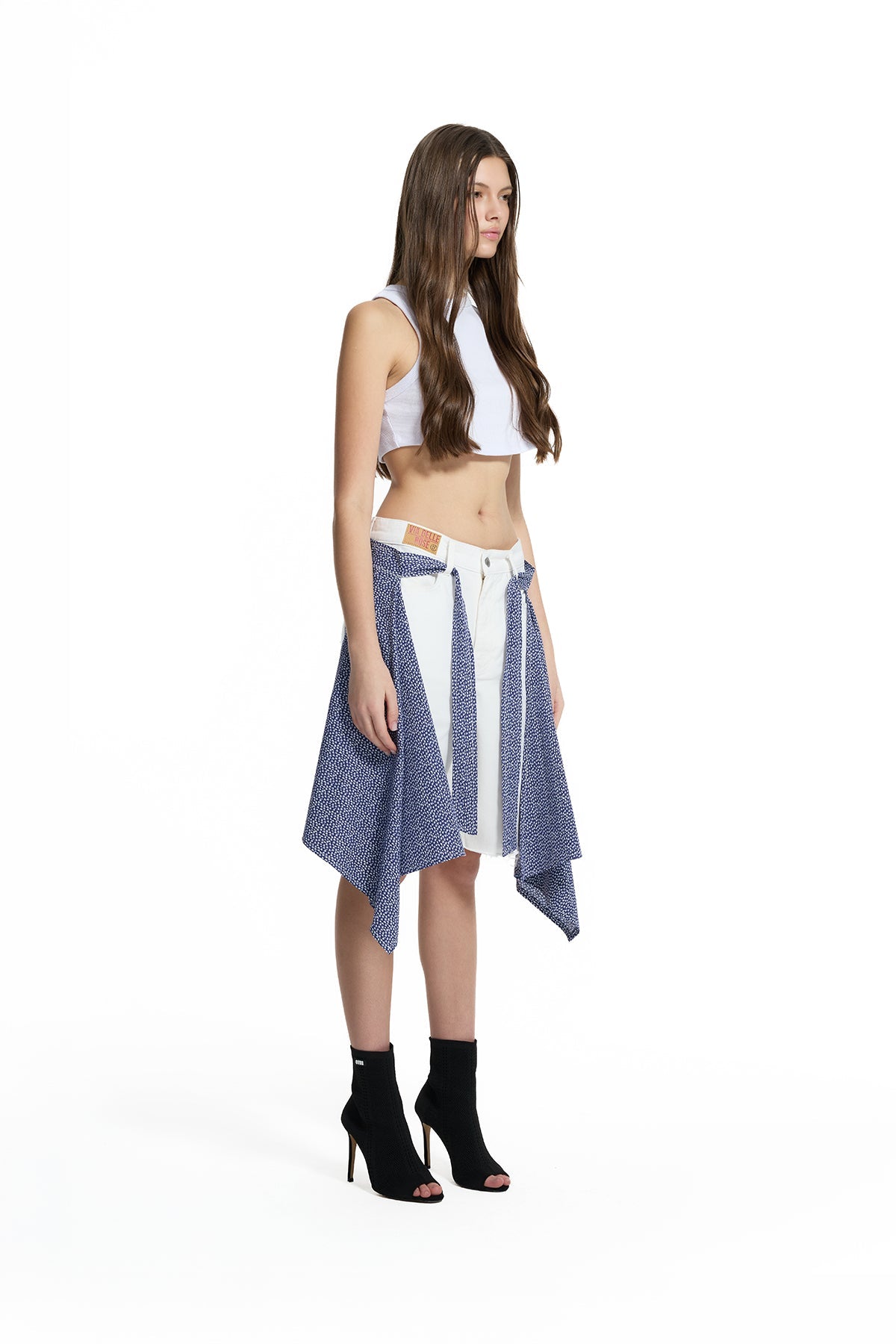White Layered Pareo Shorts 19118