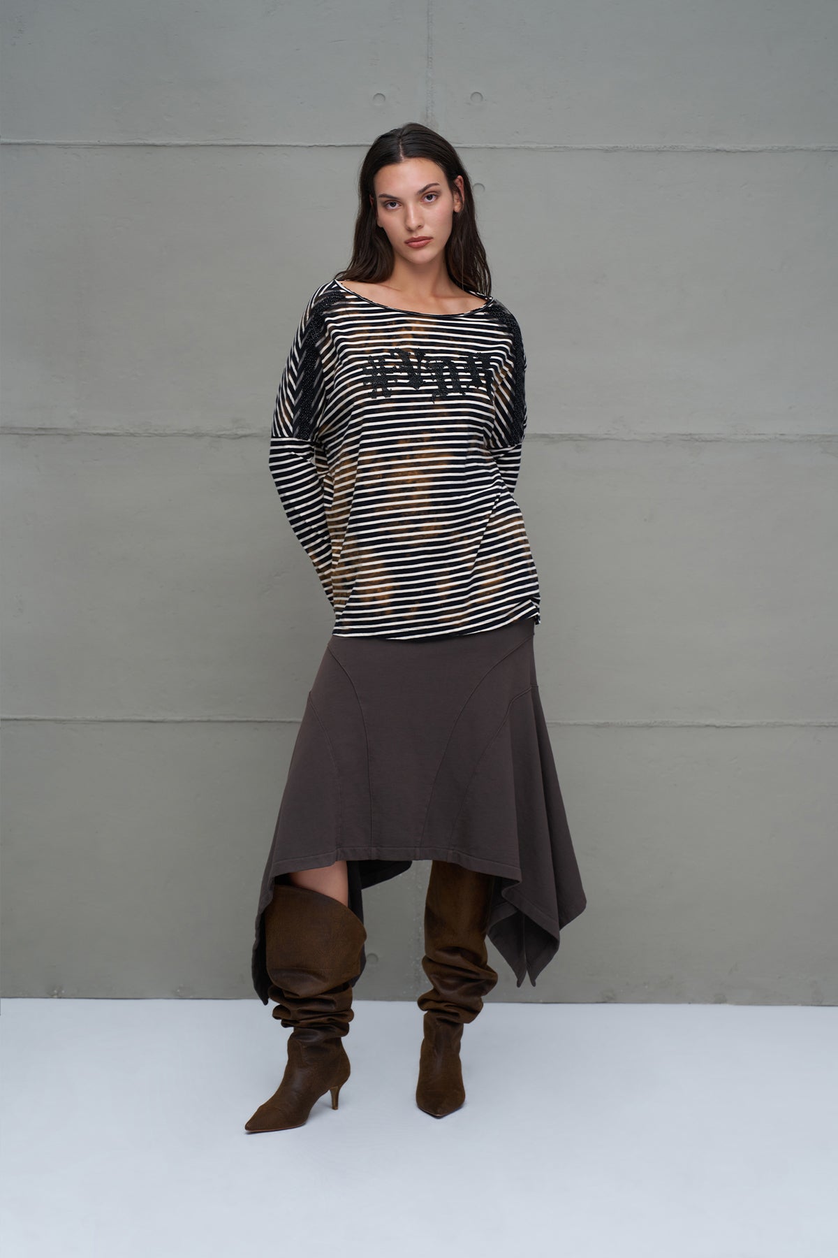 Black White Striped Long Sleeve T-shirt 18004