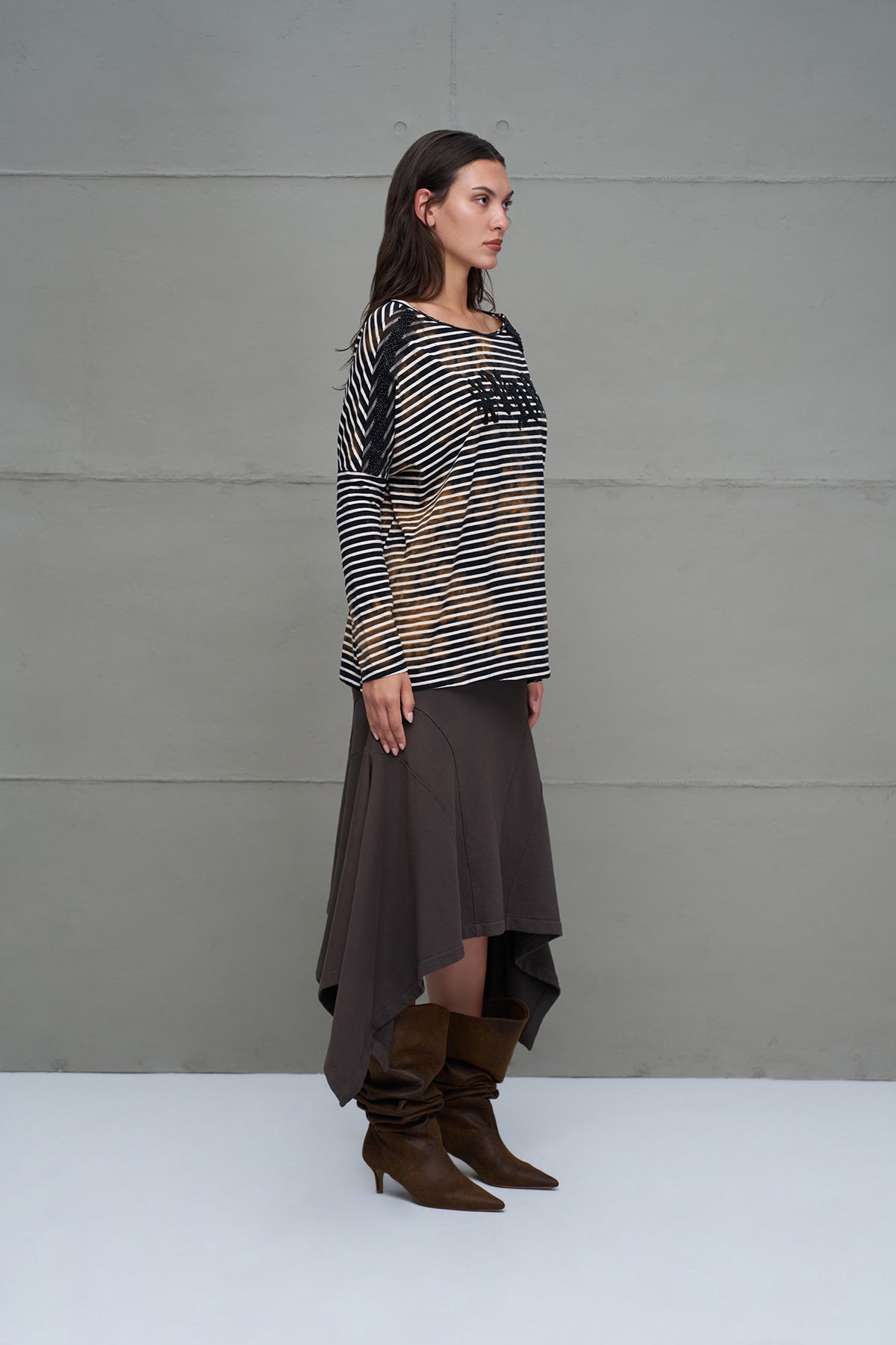 Black White Striped Long Sleeve T-shirt 18004