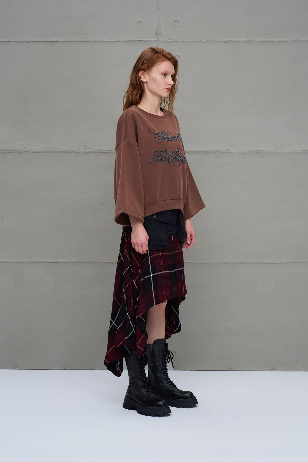 Brown Crew Neck Oversized Sweatshirt 18018