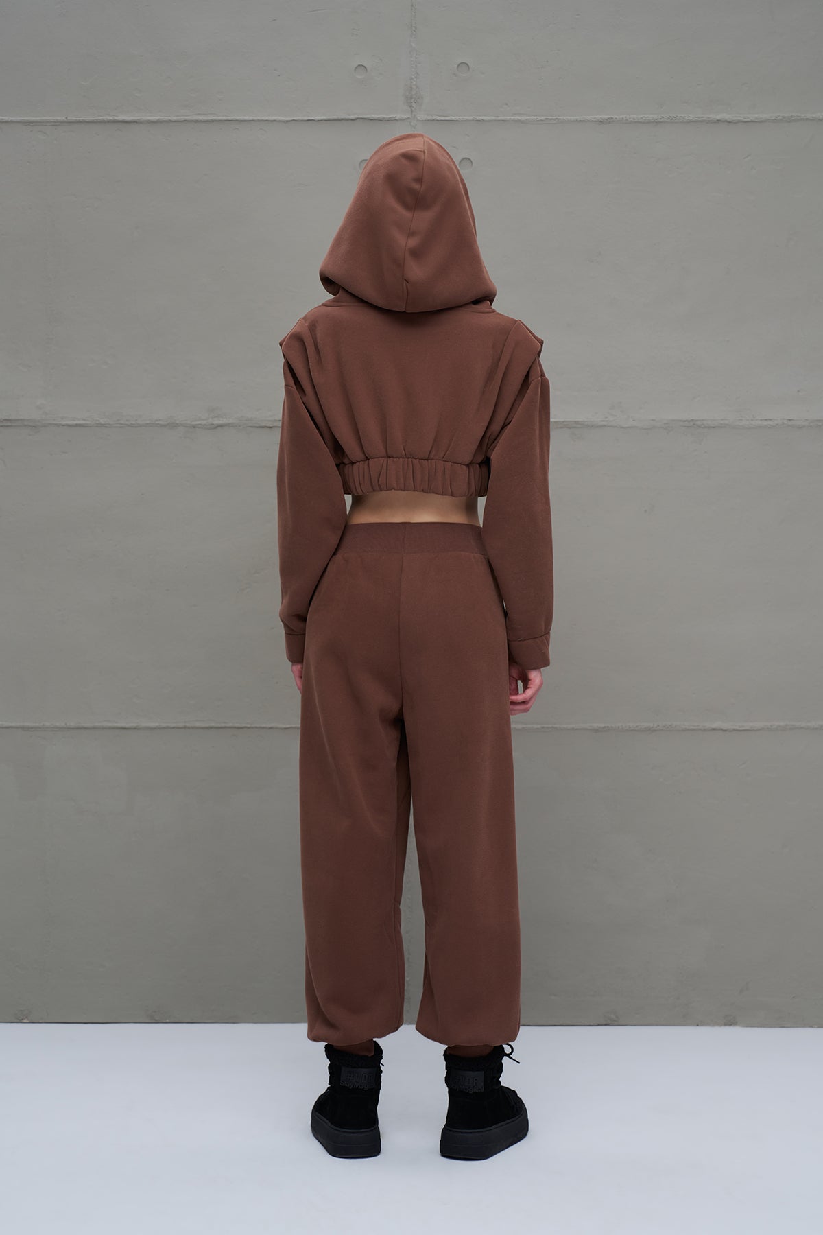 Brown Zip-up Cropped Sweatshirt 18019