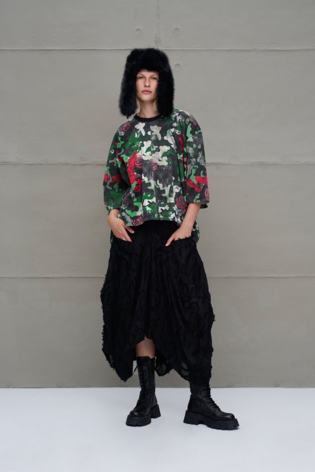 Camo Camouflage Print Asymmetric T-shirt 18029