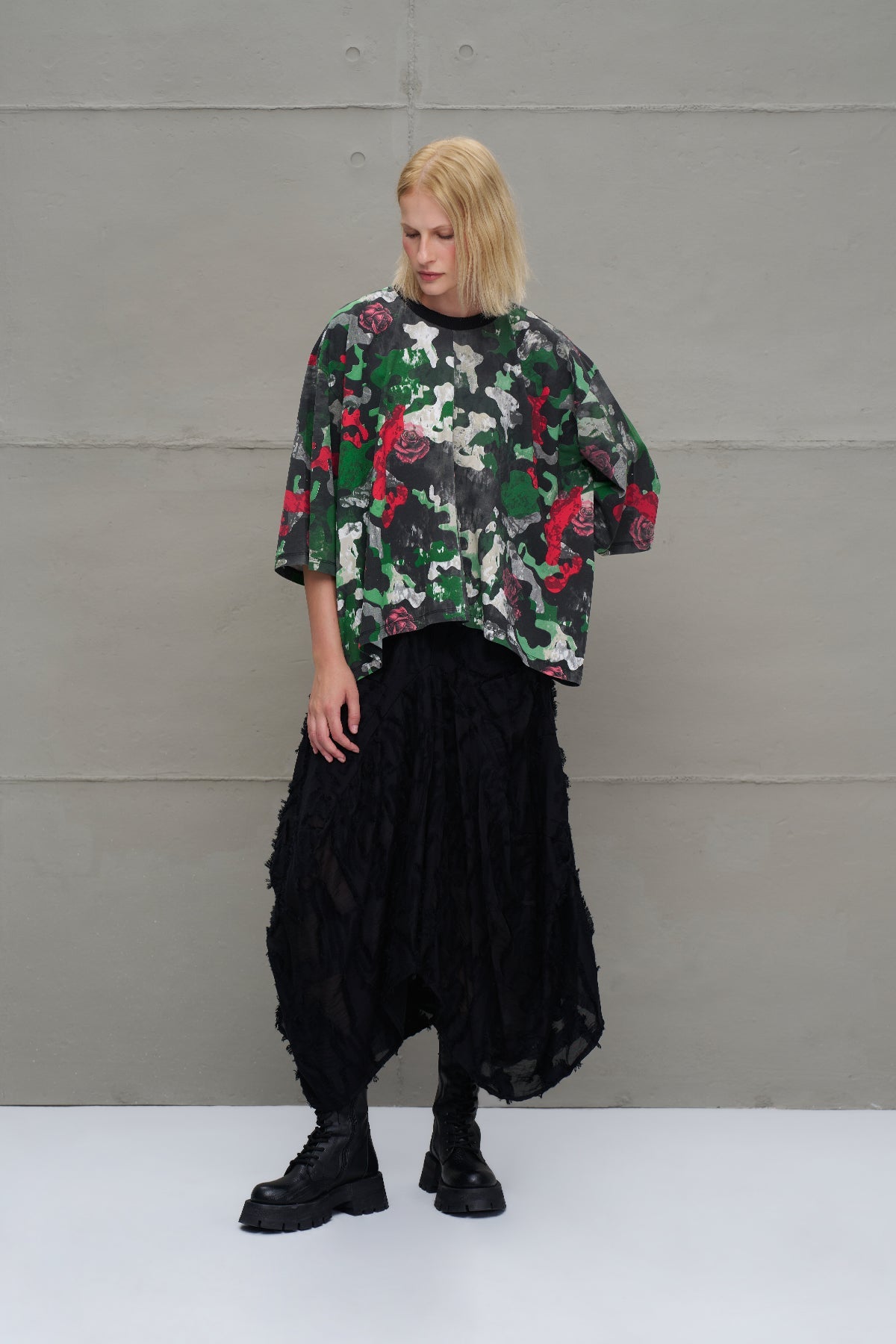 Camo Camouflage Print Asymmetric T-shirt 18029