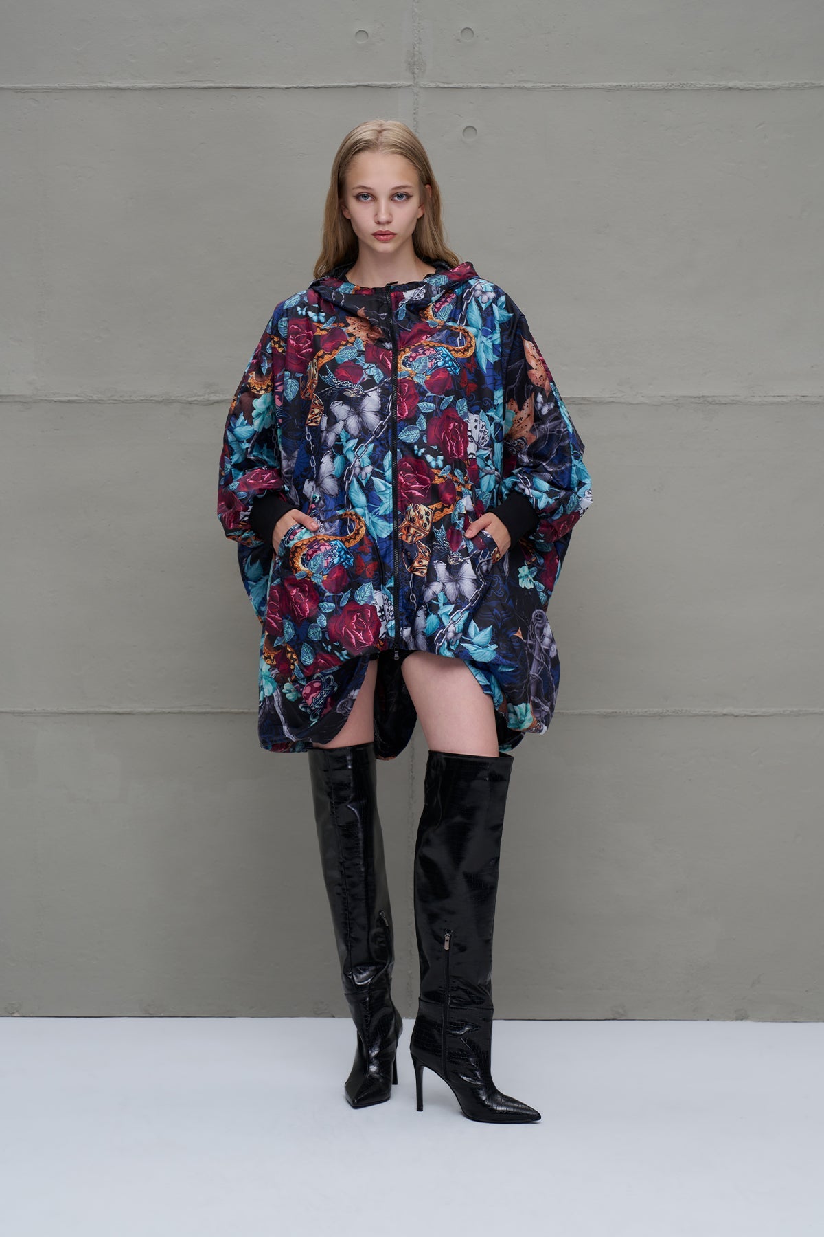 Multicolor Asymmetric Oversized Windbreaker Wind Coat 18030