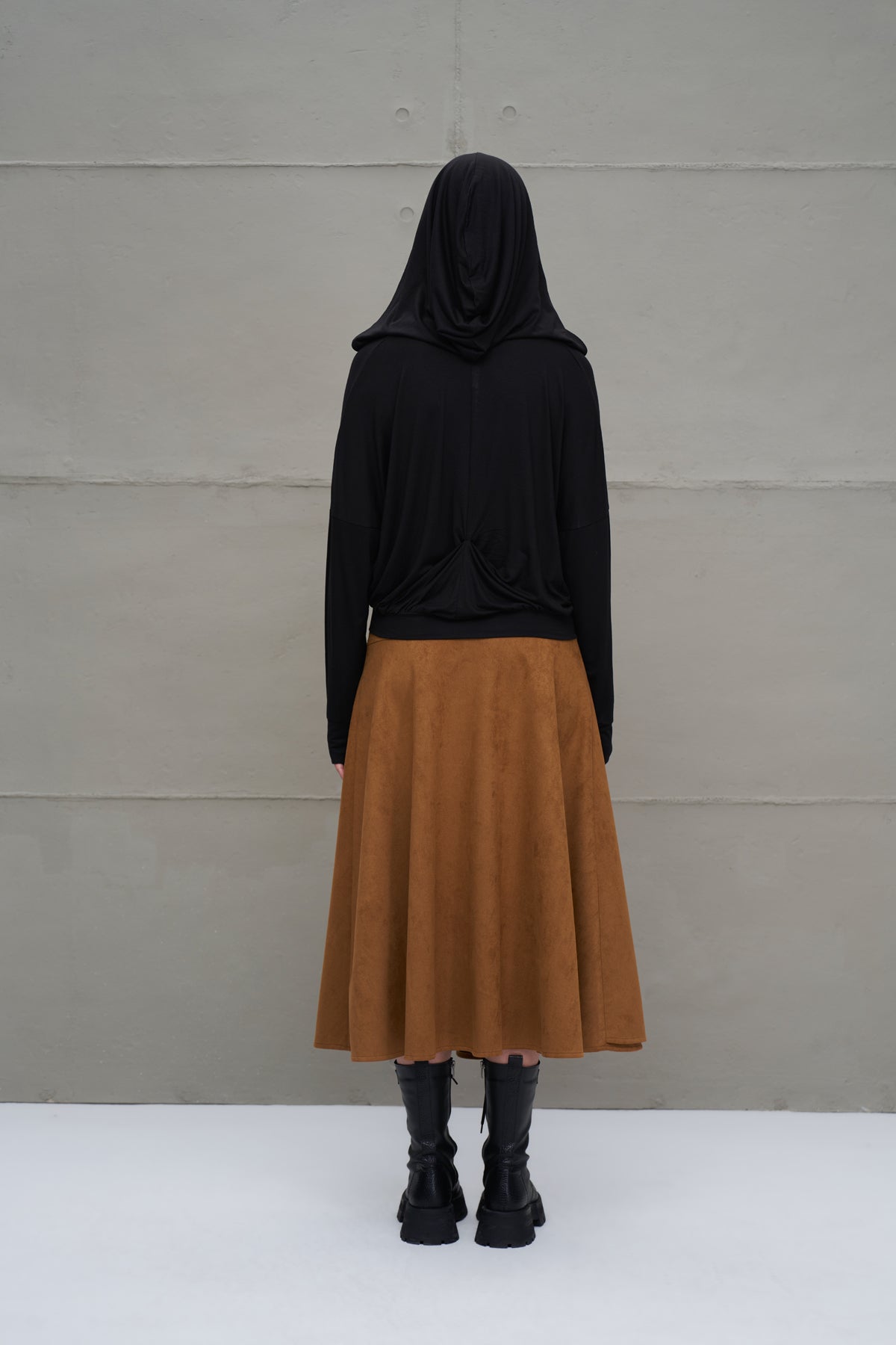 Black Cropped Hooded Blouse 18031