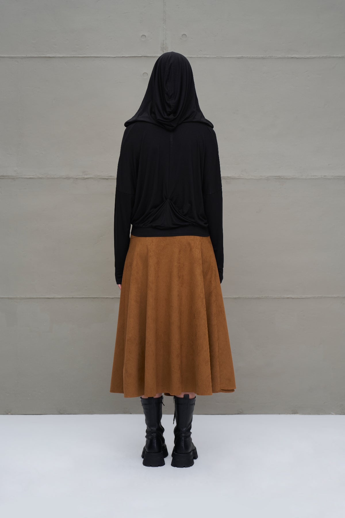 Black Cropped Hooded Blouse 18031