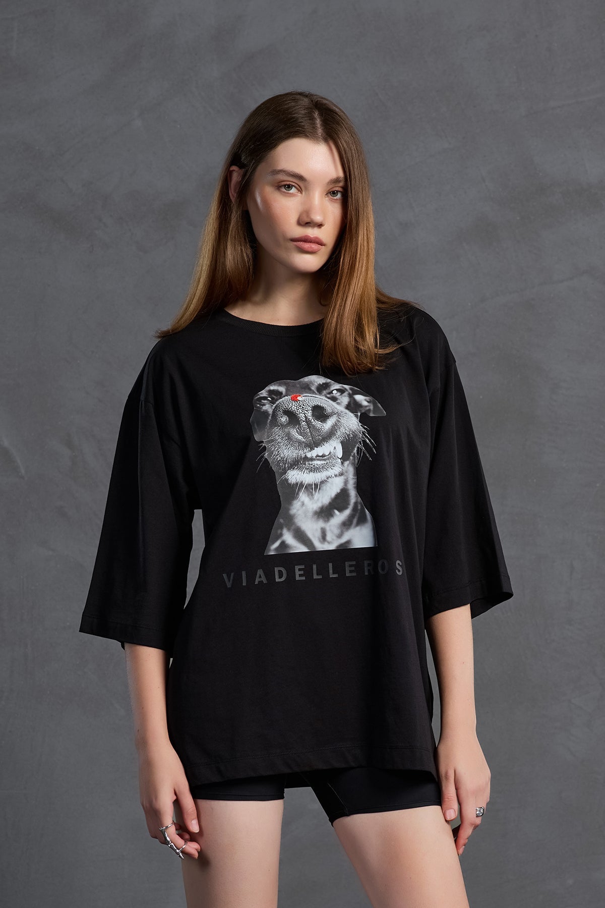 Black Printed Oversize T-shirt 18036