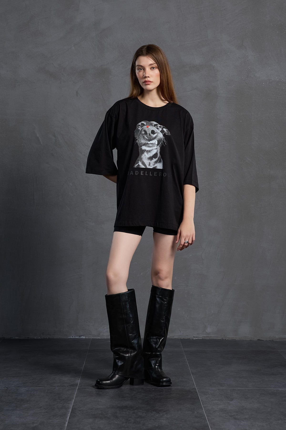 Black Printed Oversize T-shirt 18036