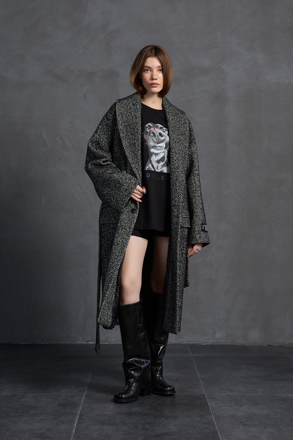 Black Printed Oversize T-shirt 18036