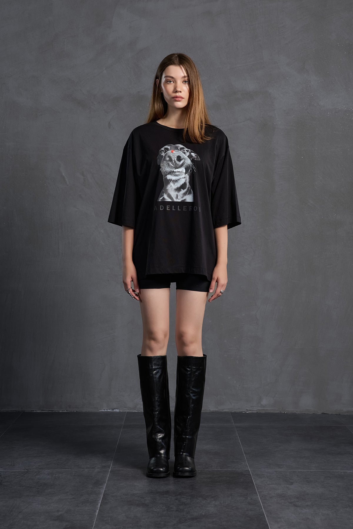 Black Printed Oversize T-shirt 18036