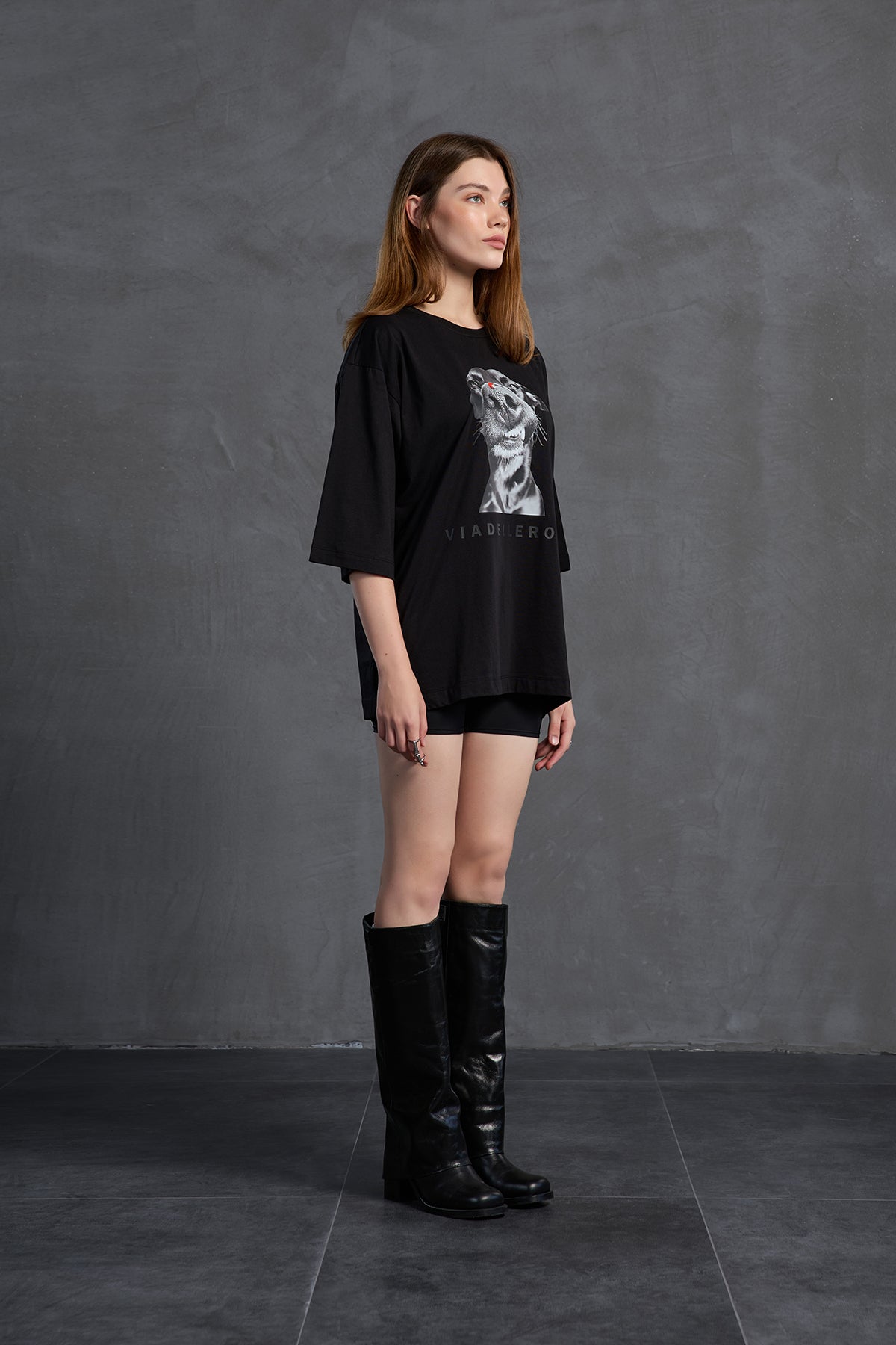 Black Printed Oversize T-shirt 18036