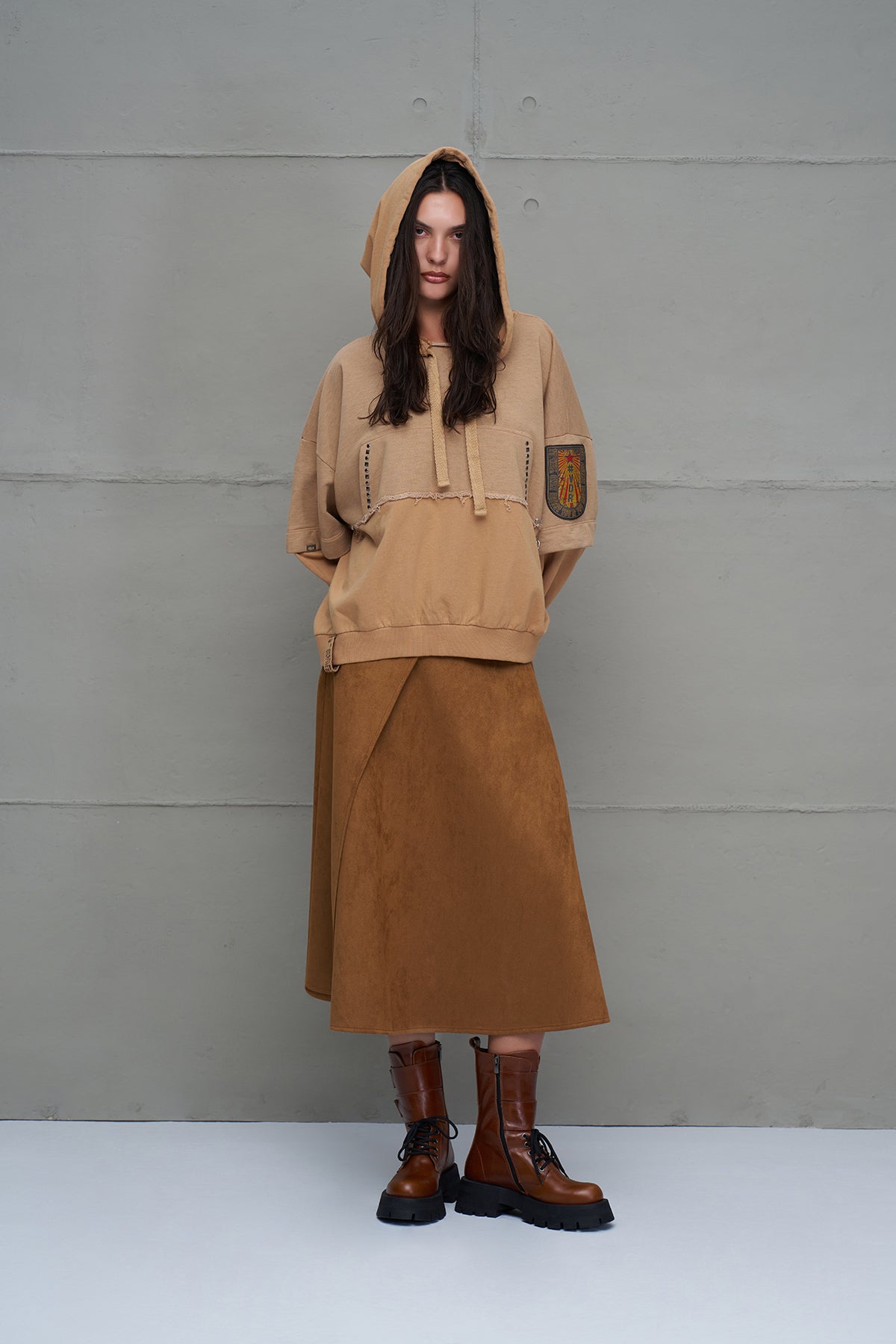 Camel Oversized Hooded Sweatshirt 18039