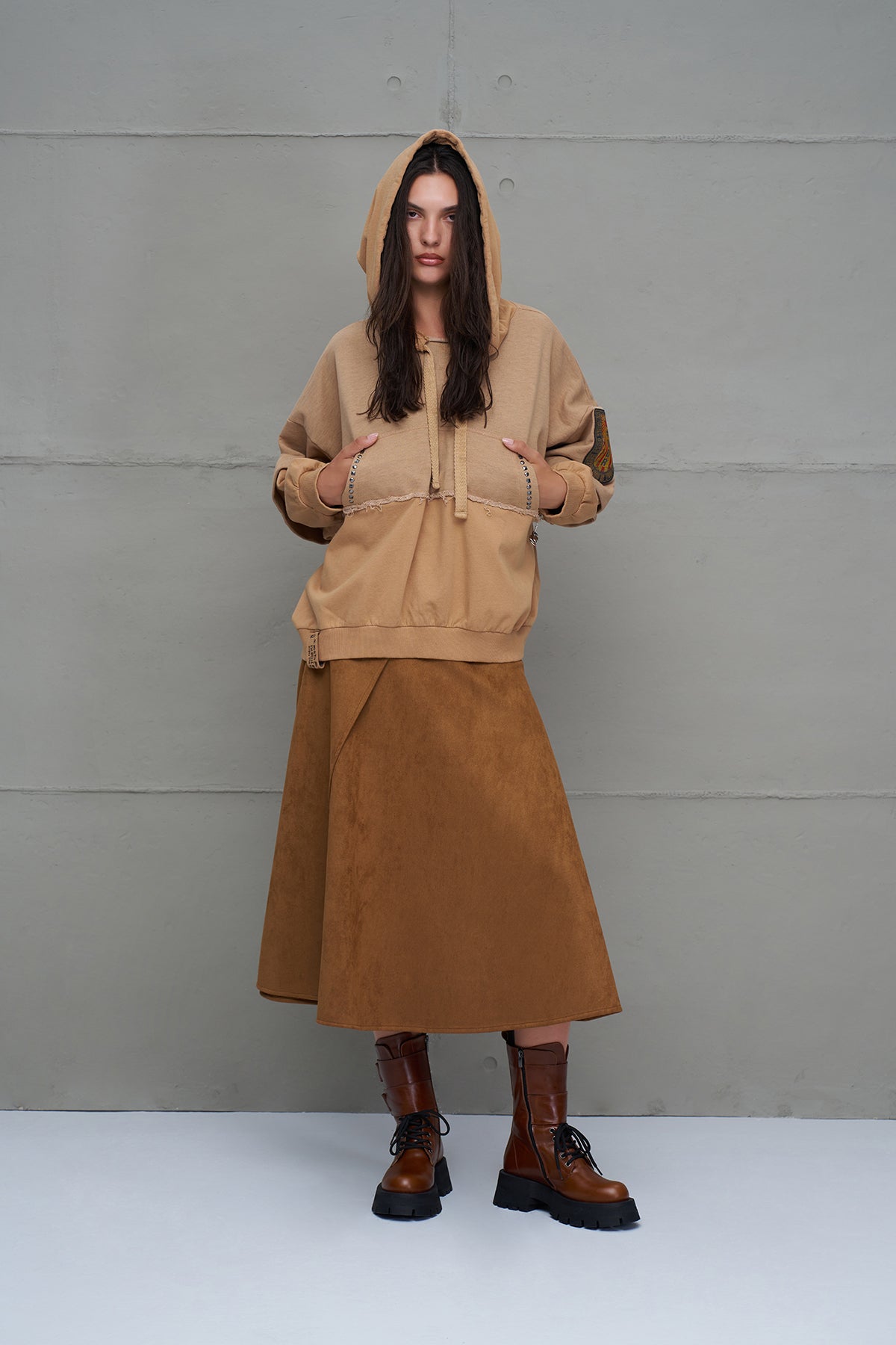 Camel Oversized Hooded Sweatshirt 18039