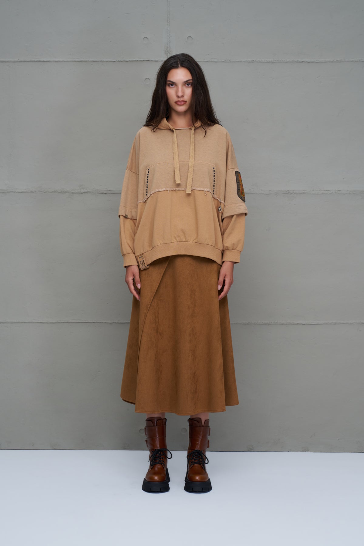 Camel Oversized Hooded Sweatshirt 18039