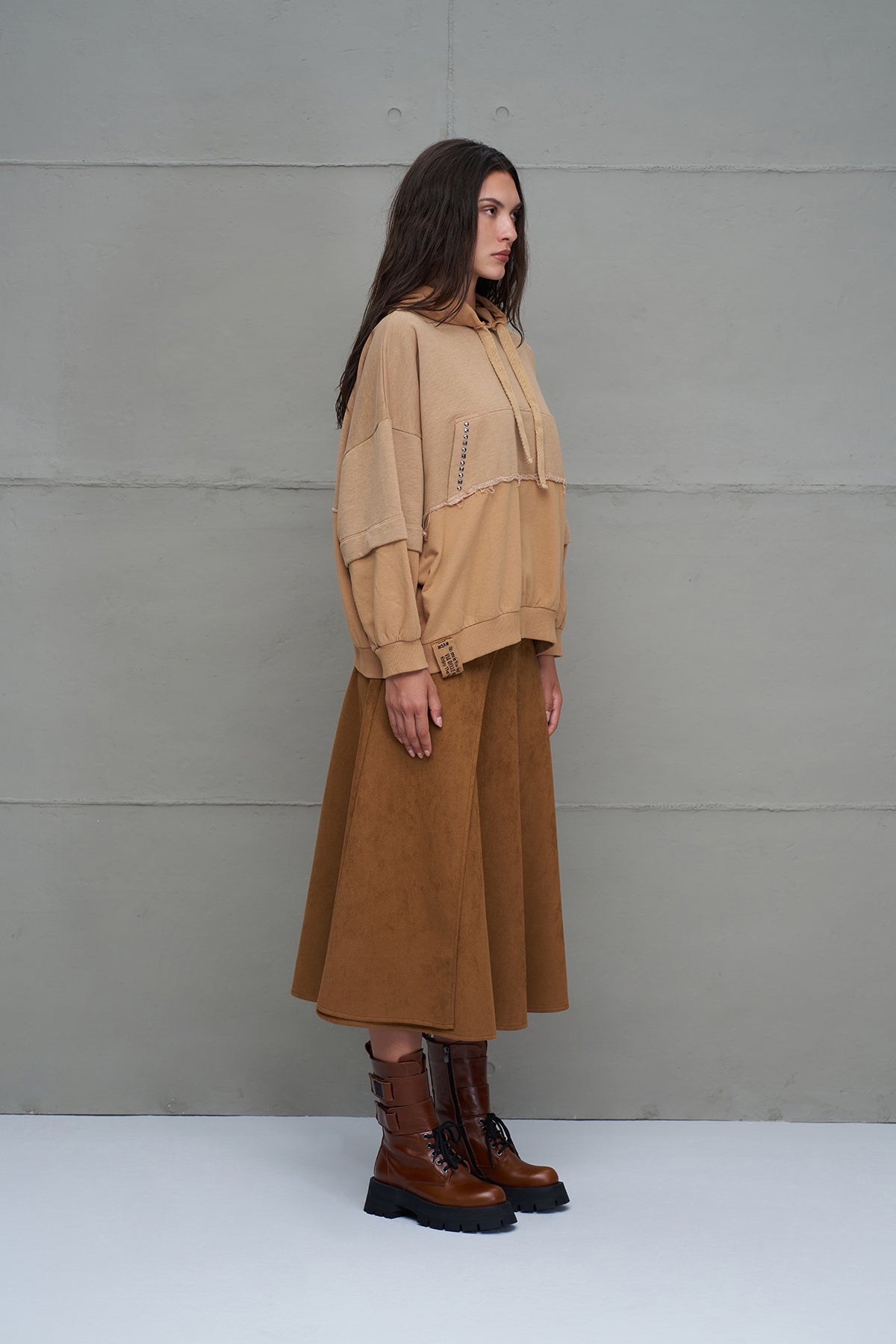 Camel Oversized Hooded Sweatshirt 18039